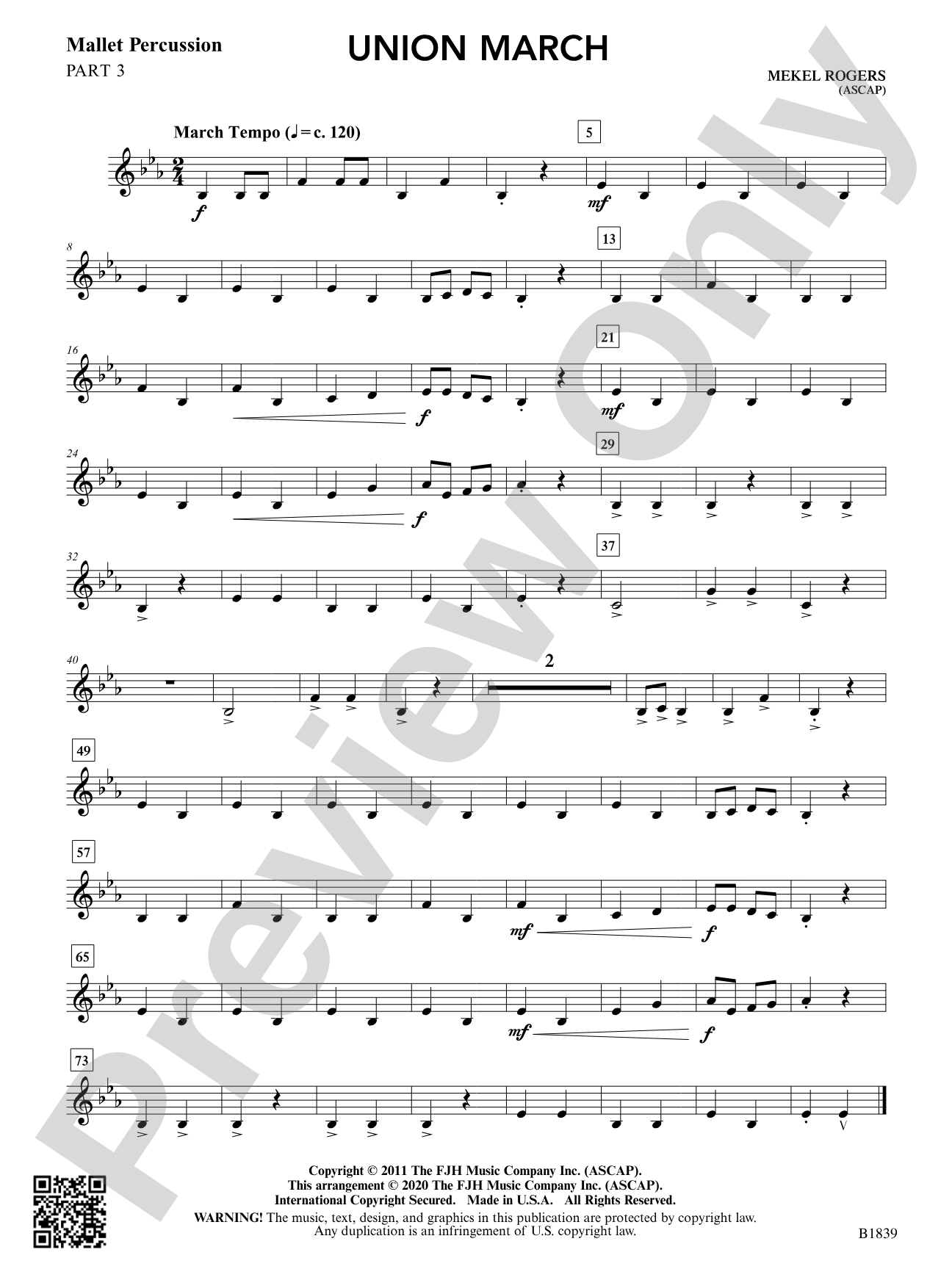 Union March: Part 3 - Mallet Percussion