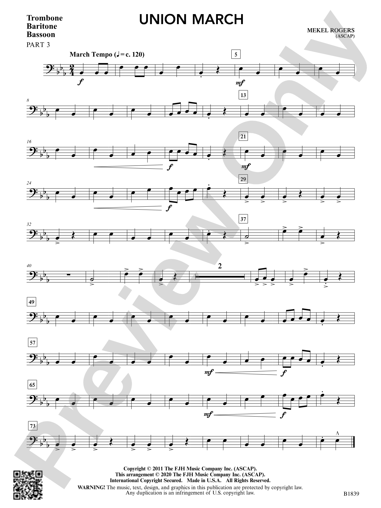 Union March: Part 3 - Trombone / Euphonium / Bassoon