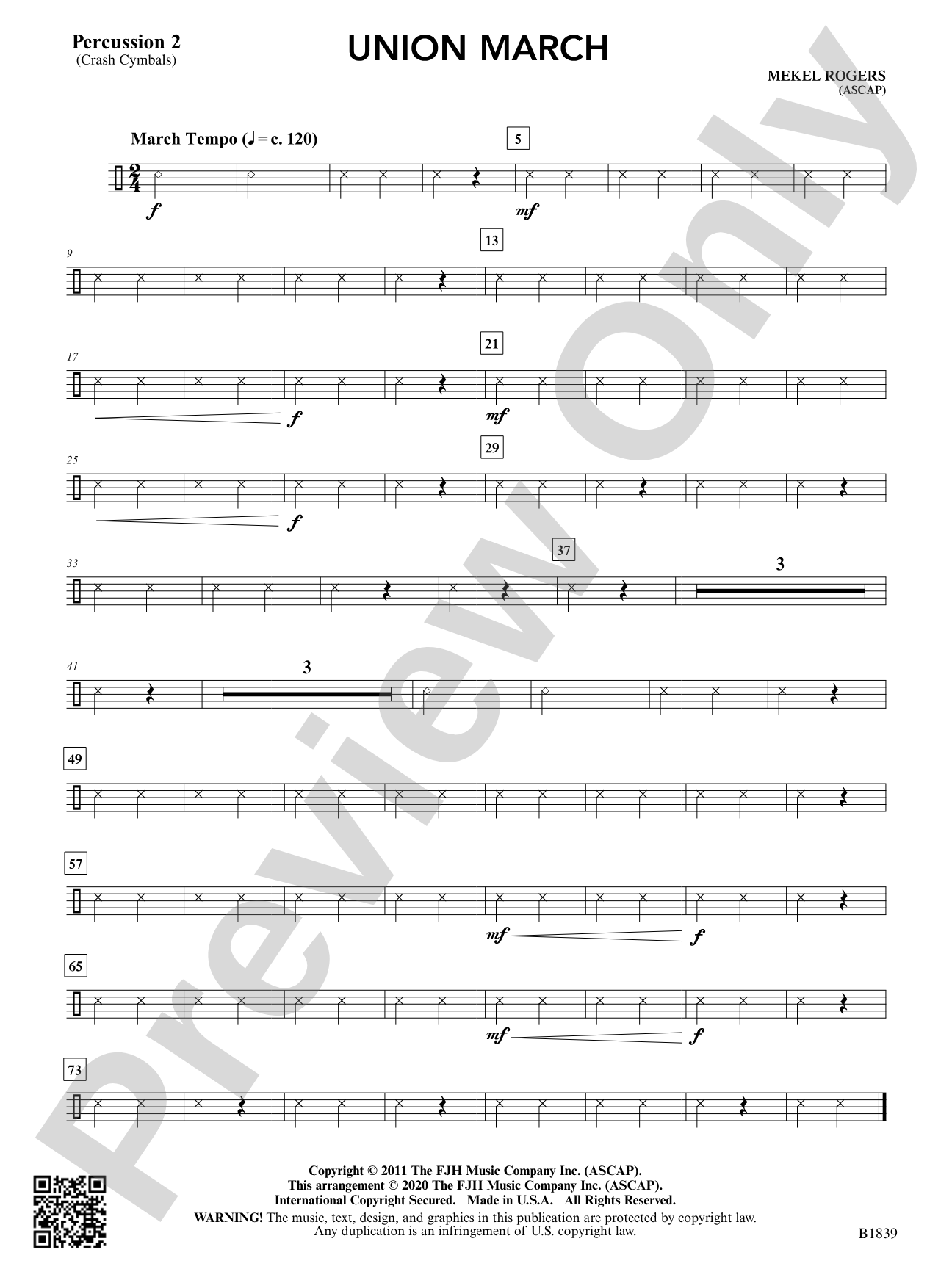 Union March: Percussion 2