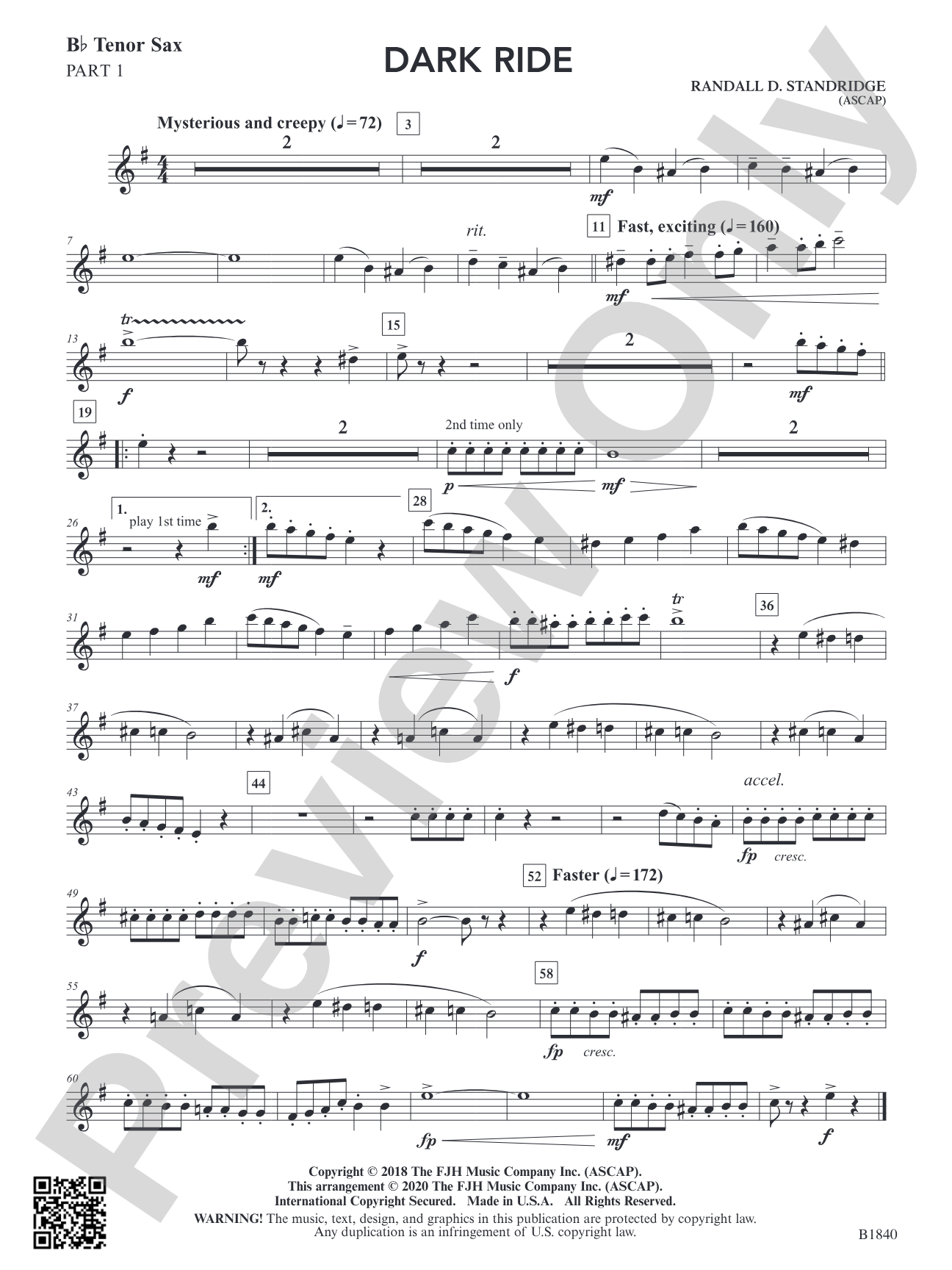 Dark Ride: Part 1 - B-flat Tenor Saxophone