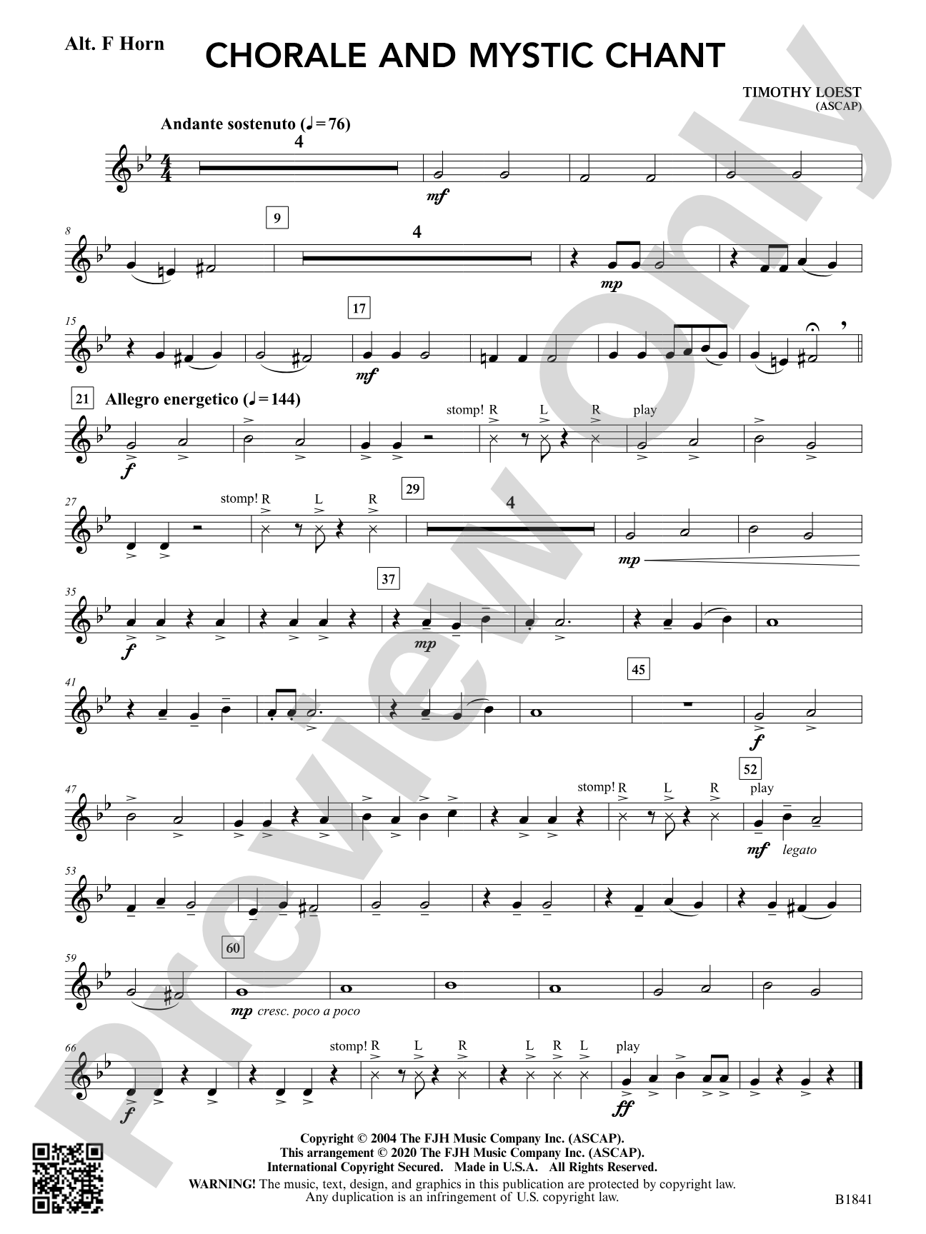 Chorale and Mystic Chant: Alternate F Horn