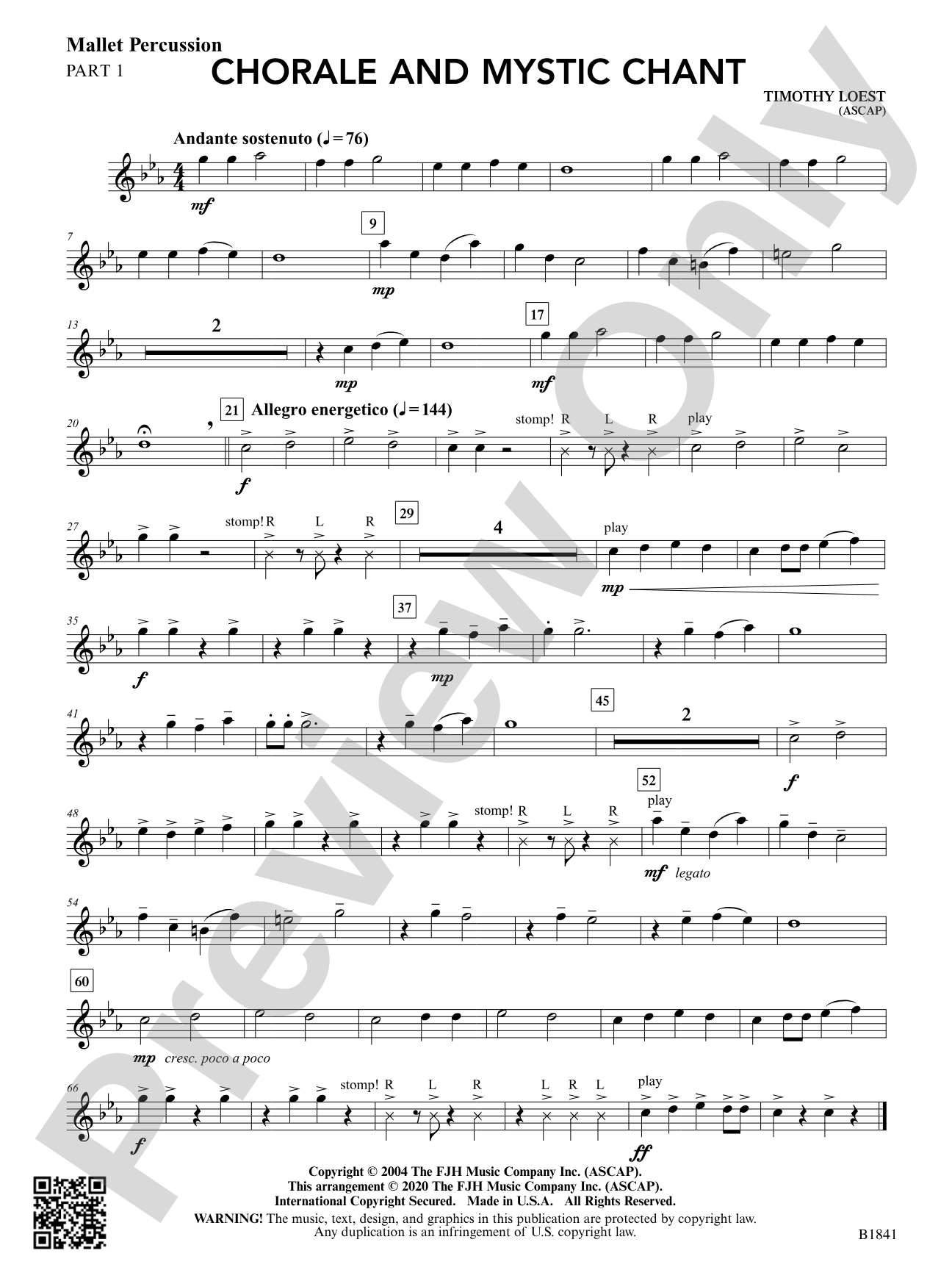 Chorale and Mystic Chant: Part 1 - Mallet Percussion