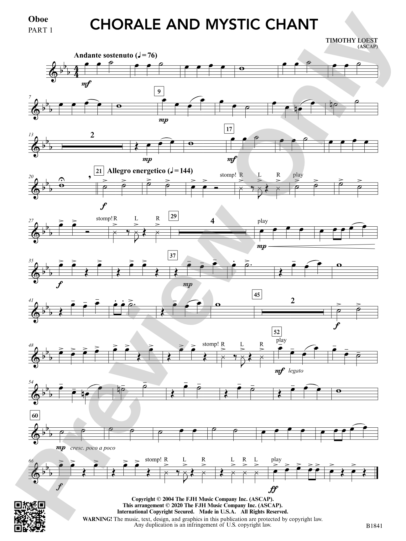 Chorale and Mystic Chant: Part 1 - Oboe