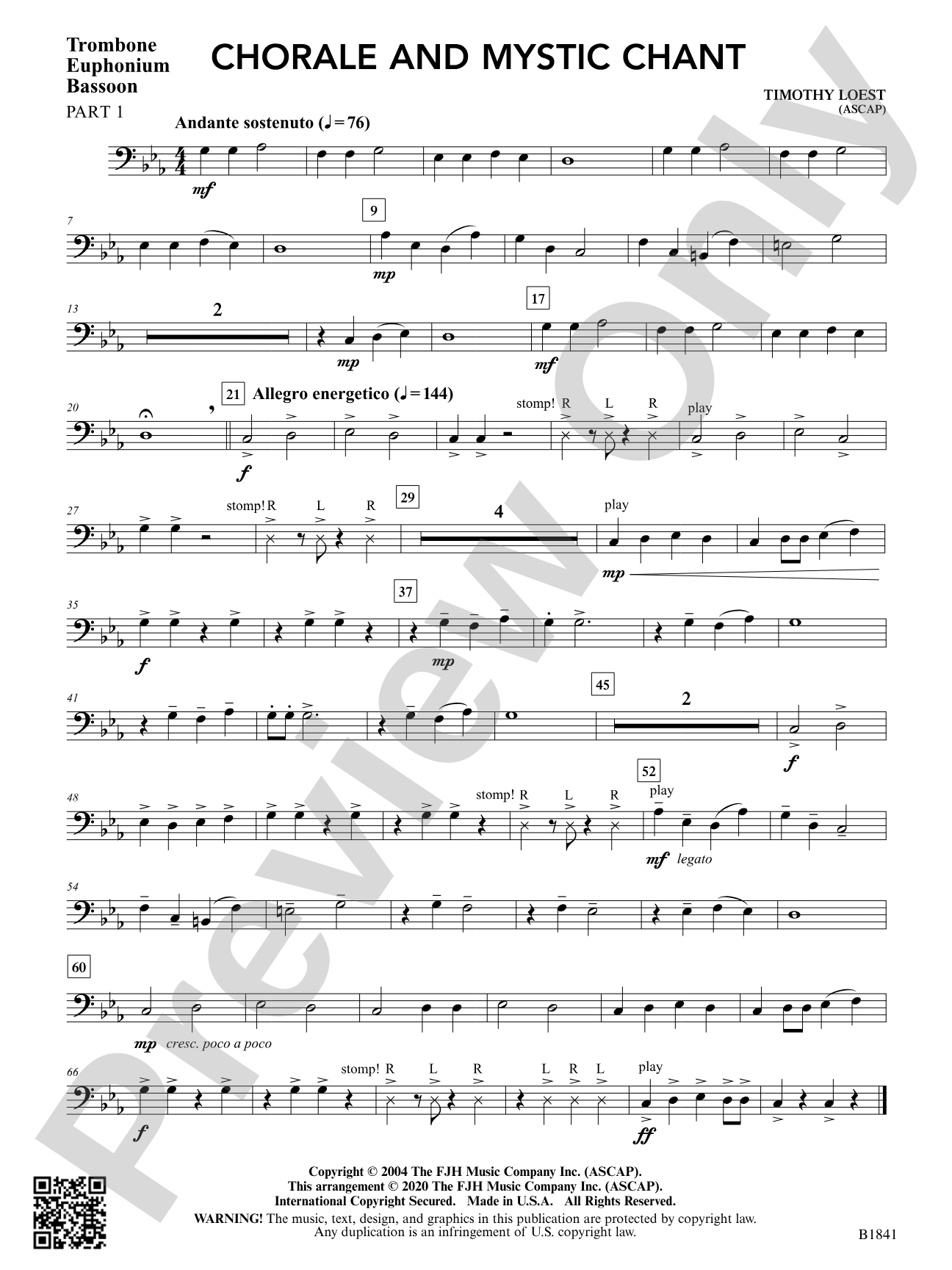 Chorale and Mystic Chant: Part 1 - Trombone / Euphonium / Bassoon