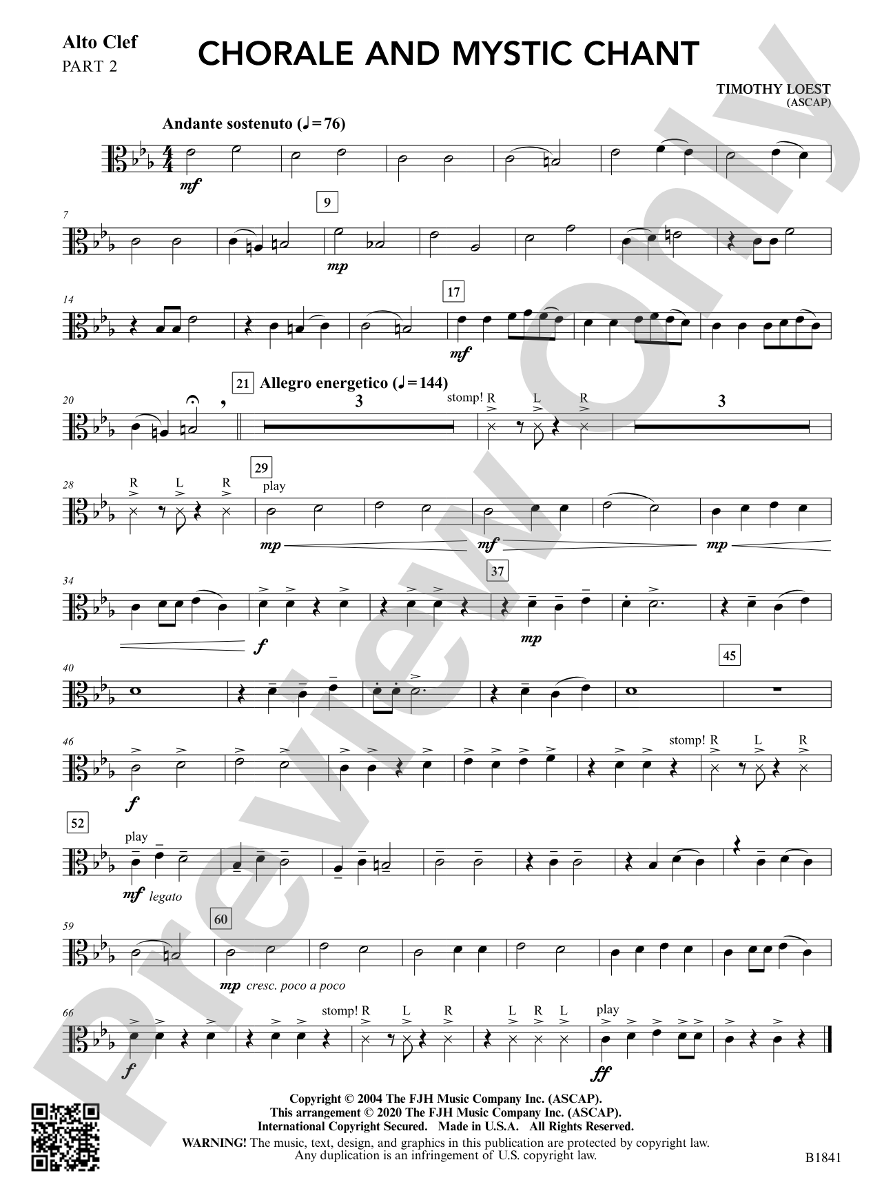 Chorale and Mystic Chant: Part 2 - Alto Clef