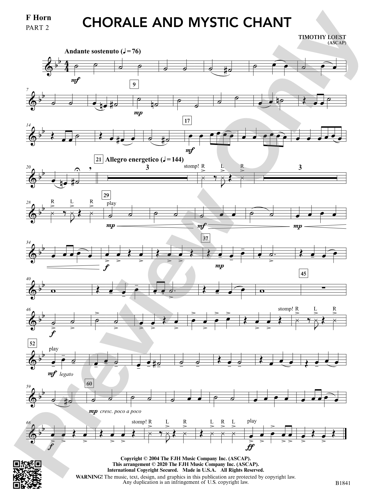 Chorale and Mystic Chant: Part 2 - F Horn