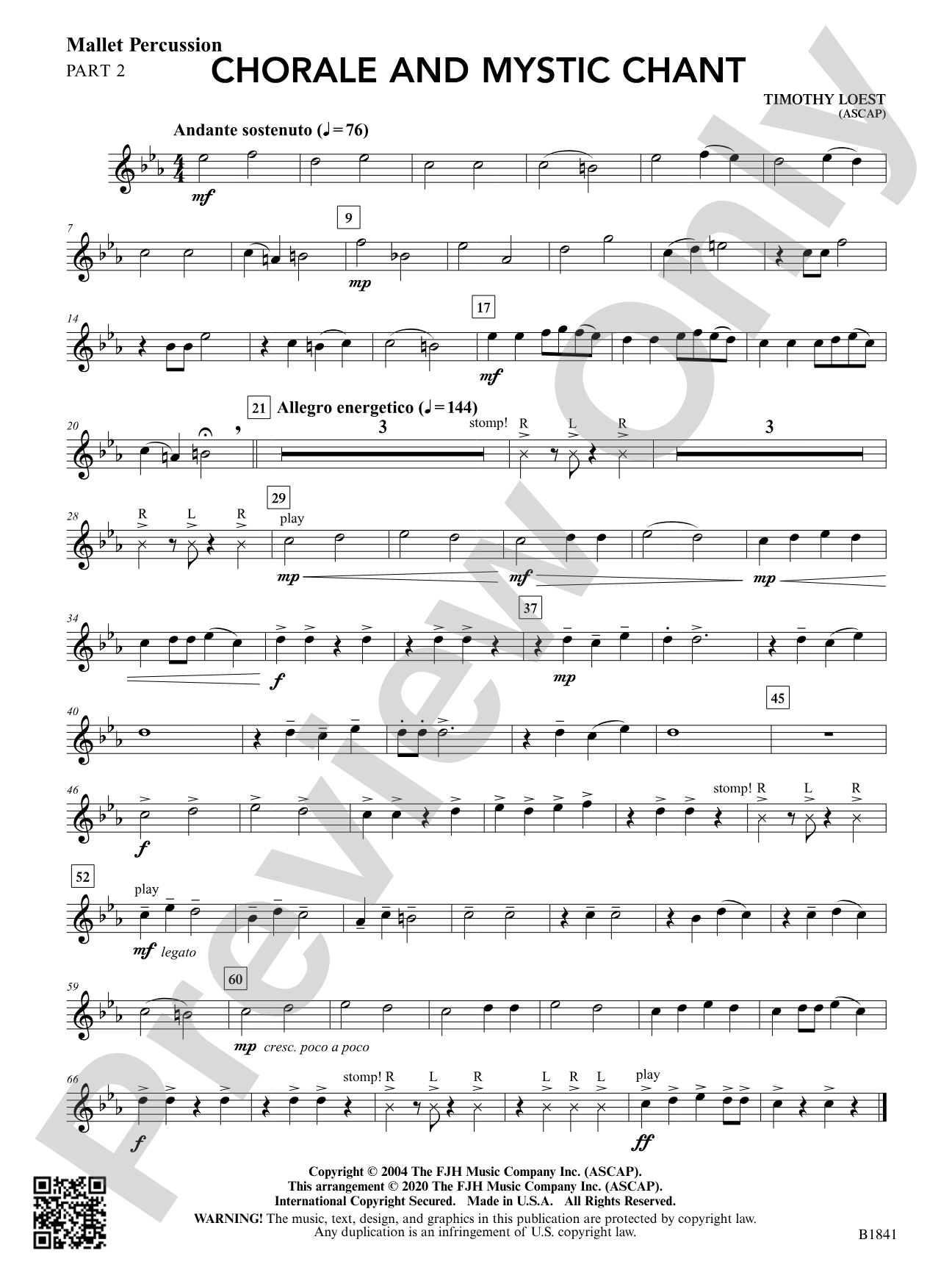 Chorale and Mystic Chant: Part 2 - Mallet Percussion