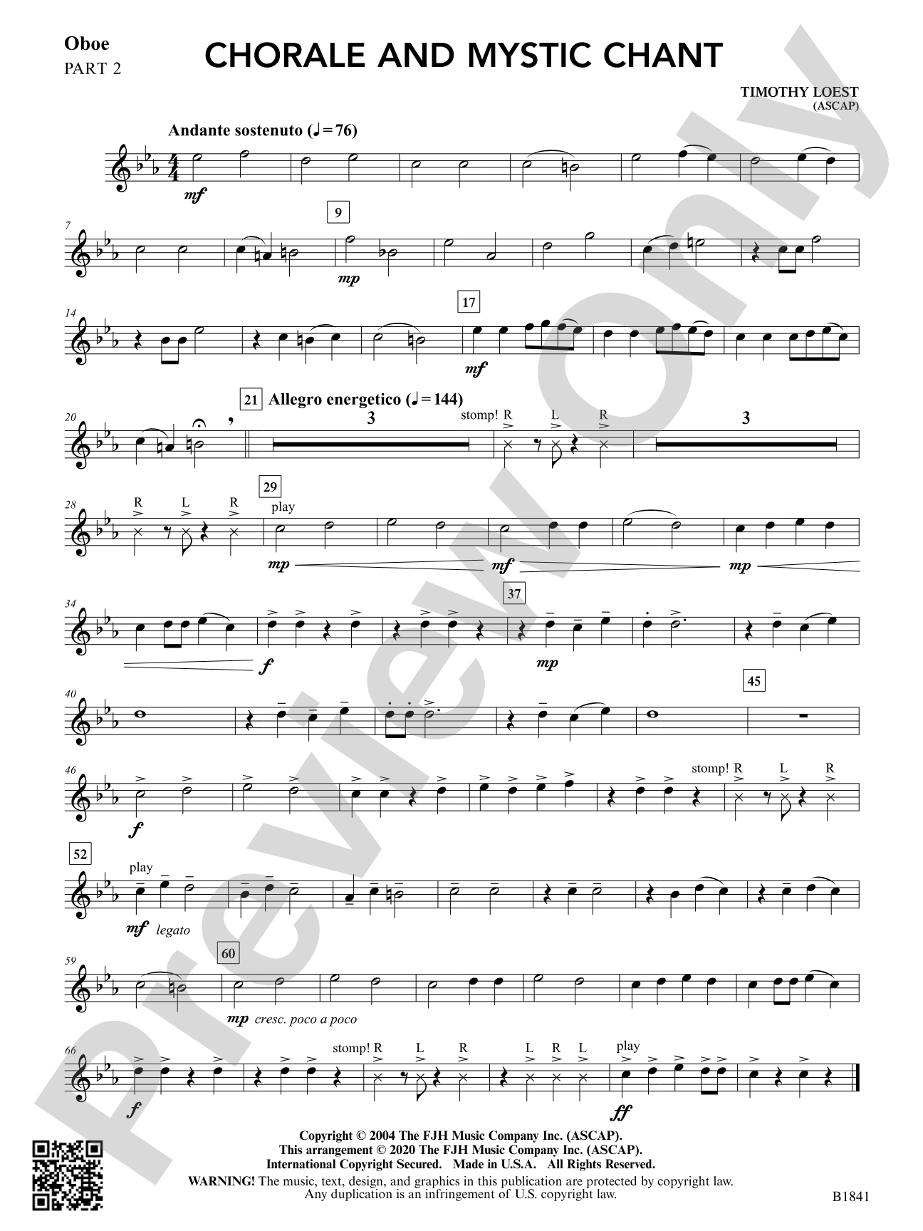 Chorale and Mystic Chant: Part 2 - Oboe