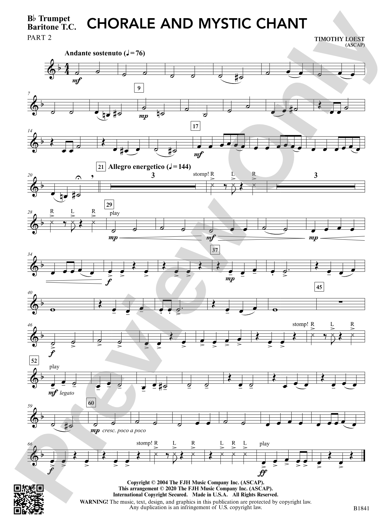 Chorale and Mystic Chant: Part 2 - B-flat Trumpet / Baritone T.C.