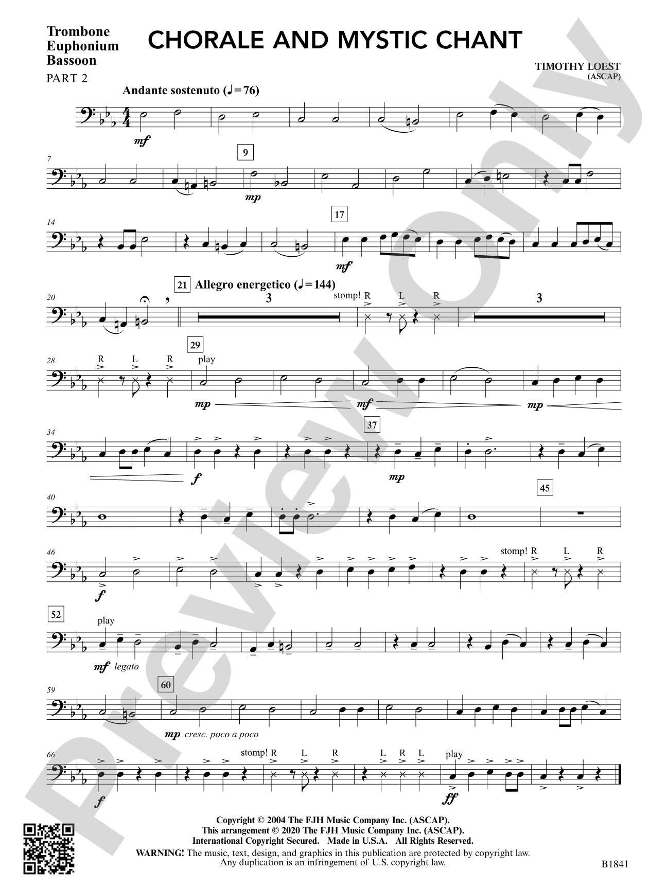 Chorale and Mystic Chant: Part 2 - Trombone / Euphonium / Bassoon