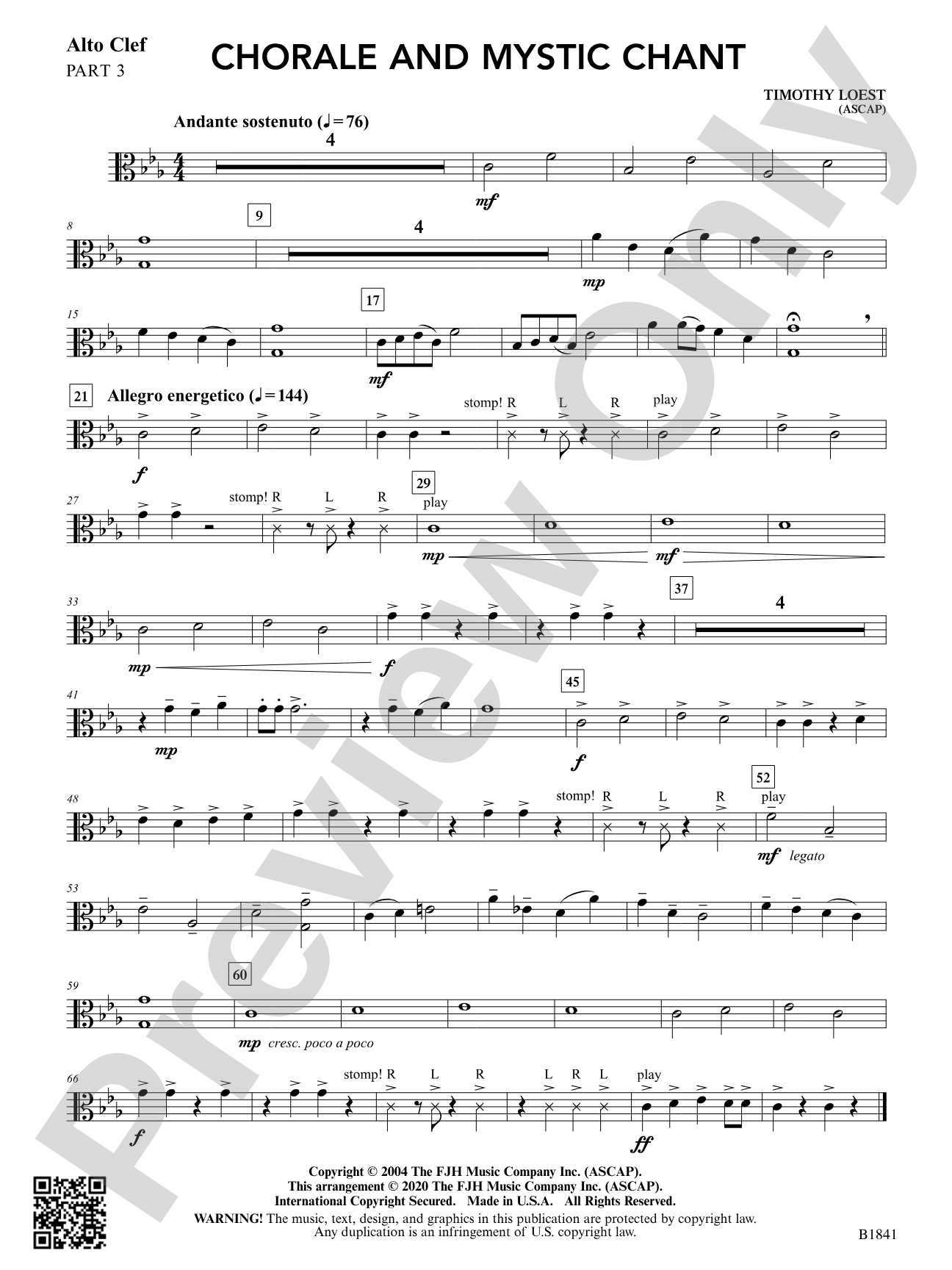 Chorale and Mystic Chant: Part 3 - Alto Clef