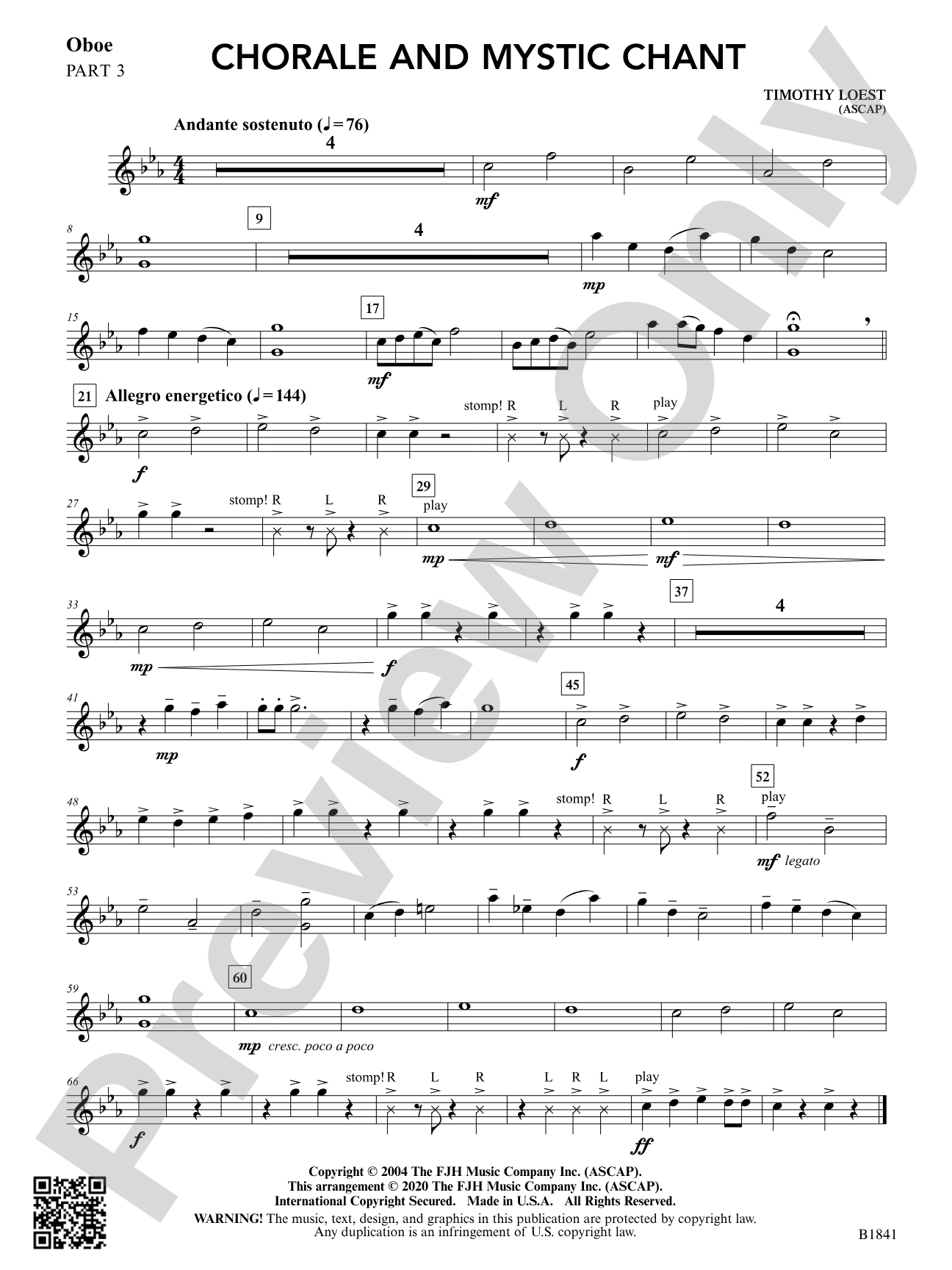 Chorale and Mystic Chant: Part 3 - Oboe