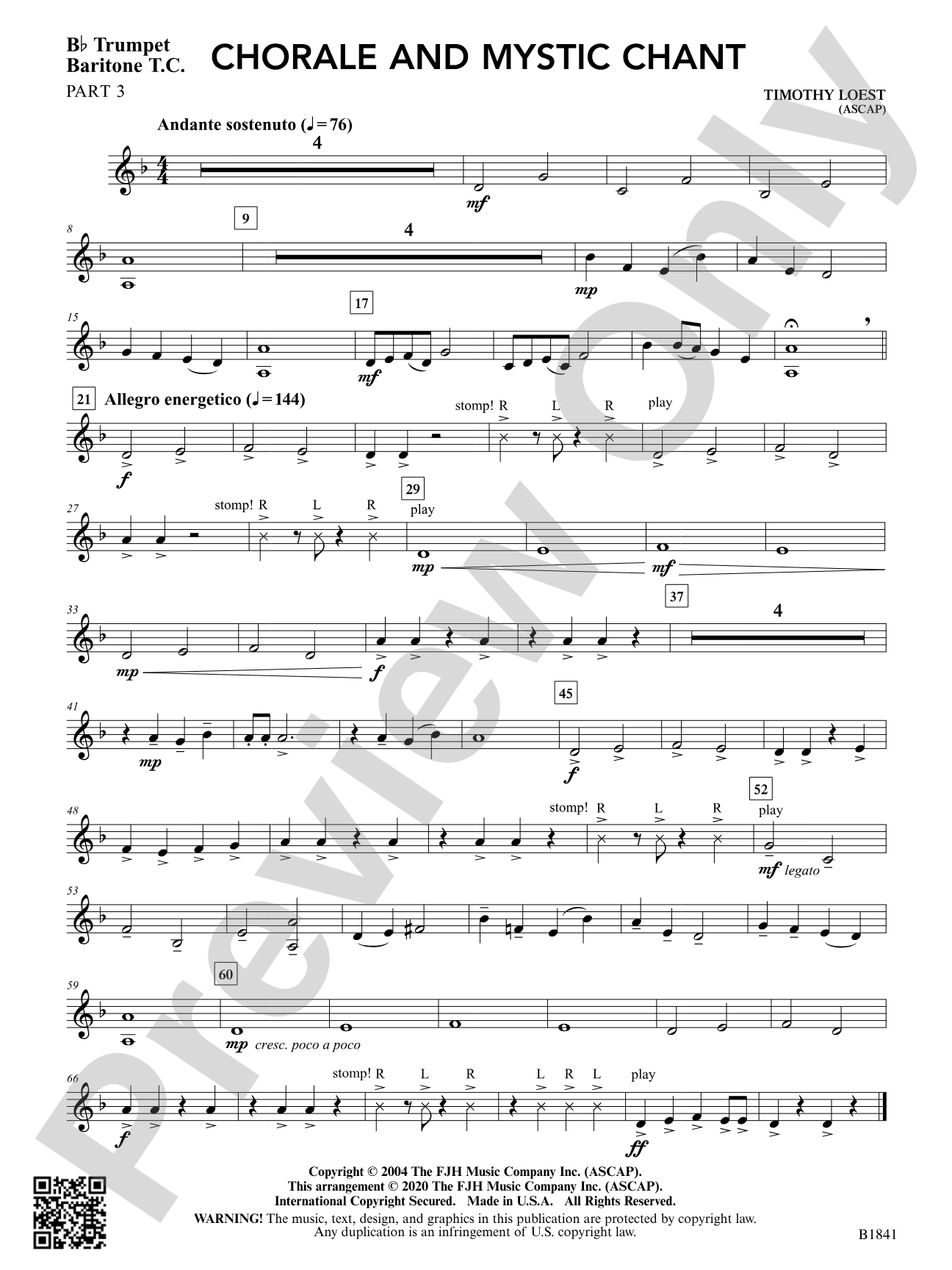 Chorale and Mystic Chant: Part 3 - B-flat Trumpet / Baritone T.C.