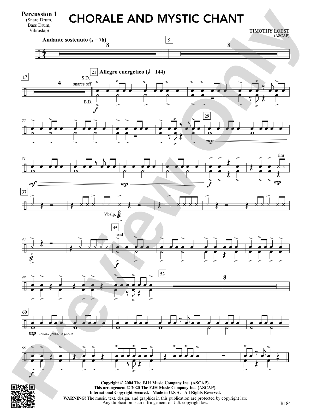 Chorale and Mystic Chant: Percussion 1