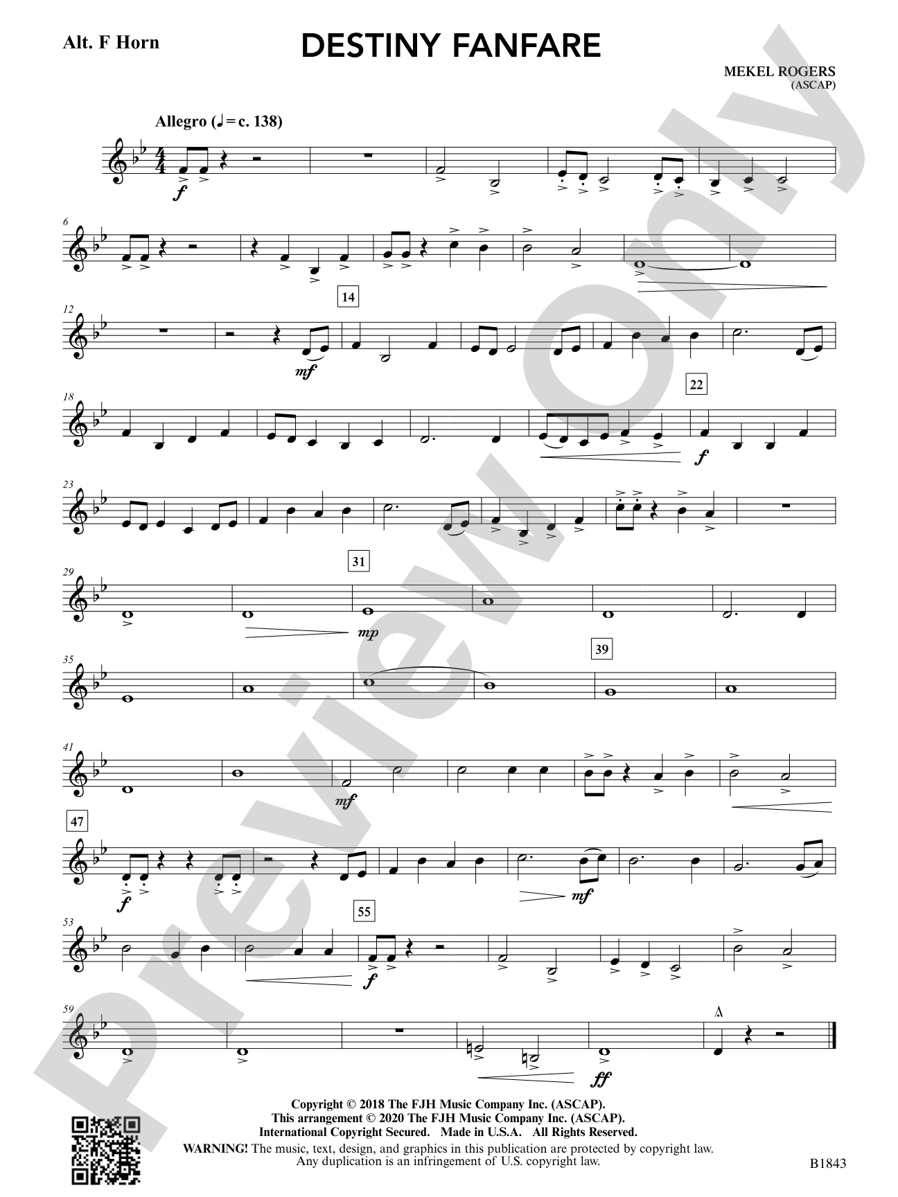 Destiny Fanfare: Alt. F Horn