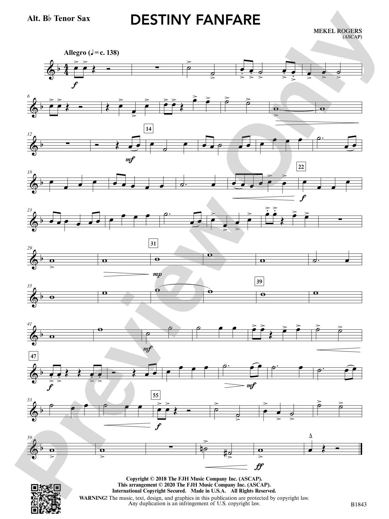 Destiny Fanfare: Alt. B-flat Tenor Sax