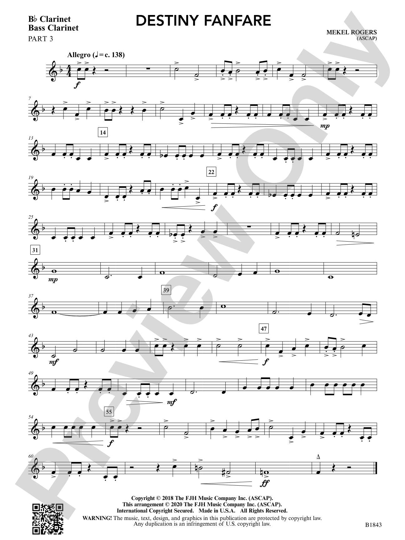 Destiny Fanfare: B-flat Clarinet / Bass Clarinet 3
