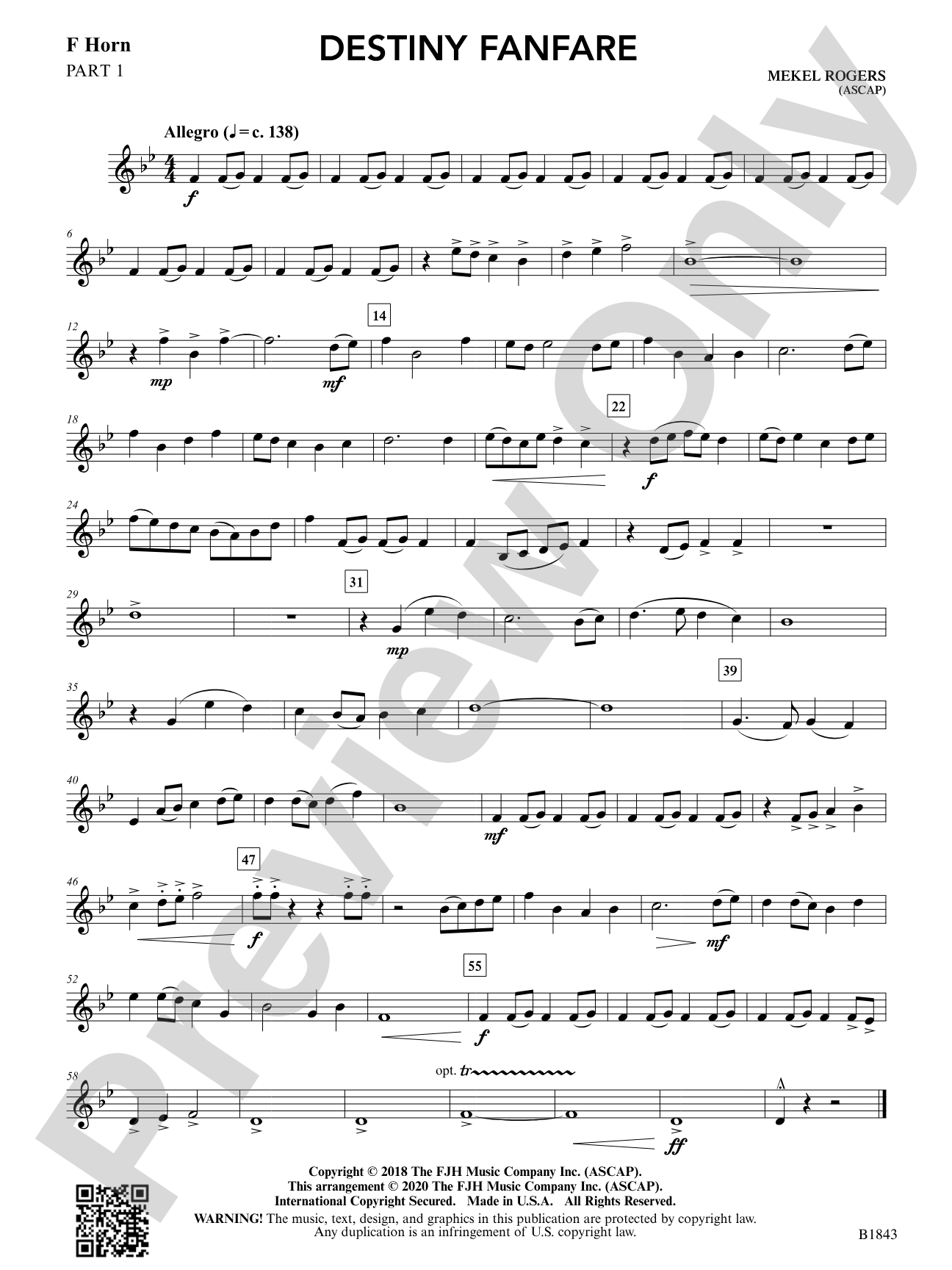 Destiny Fanfare: F Horn 1