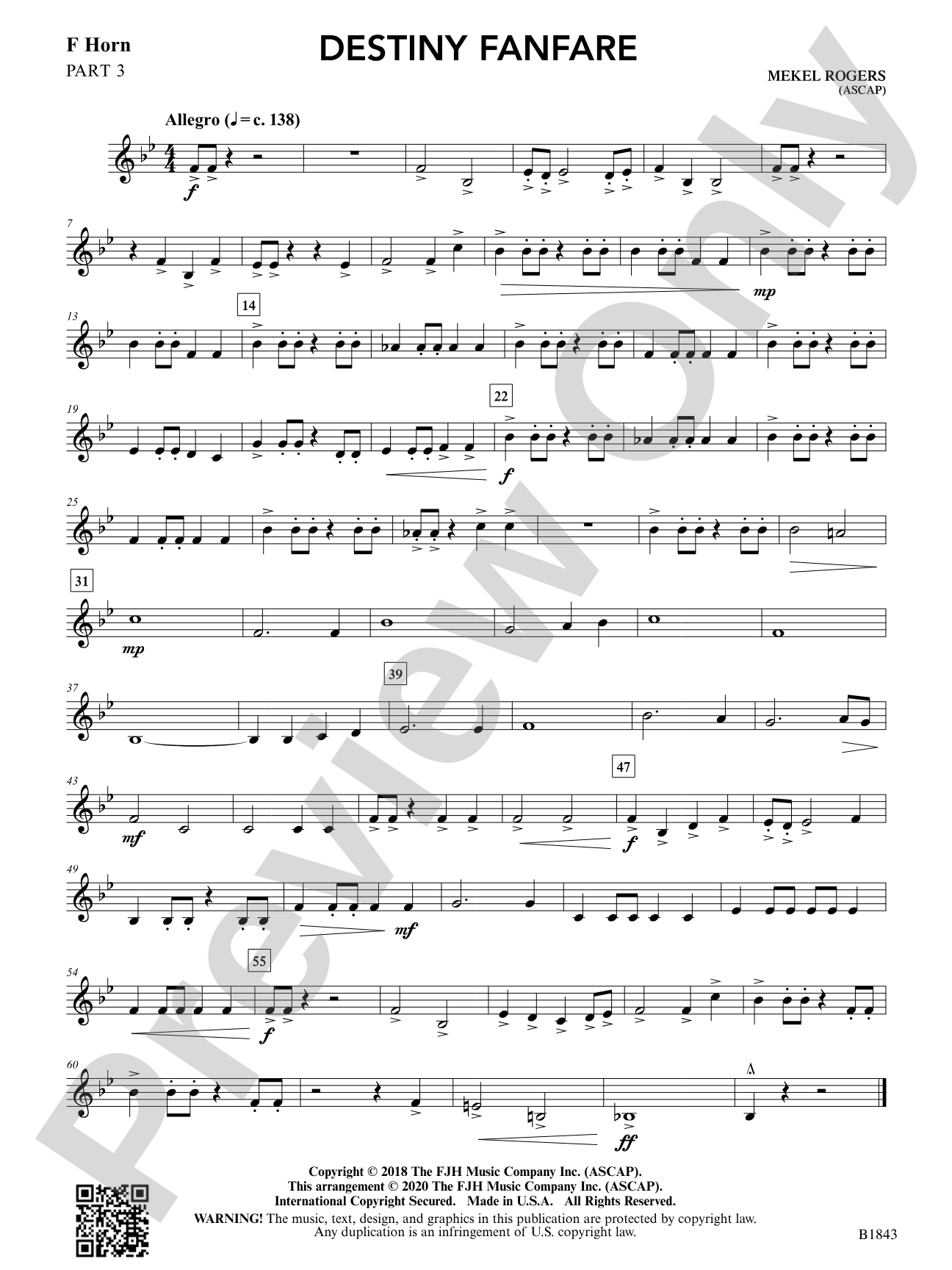 Destiny Fanfare: F Horn 3