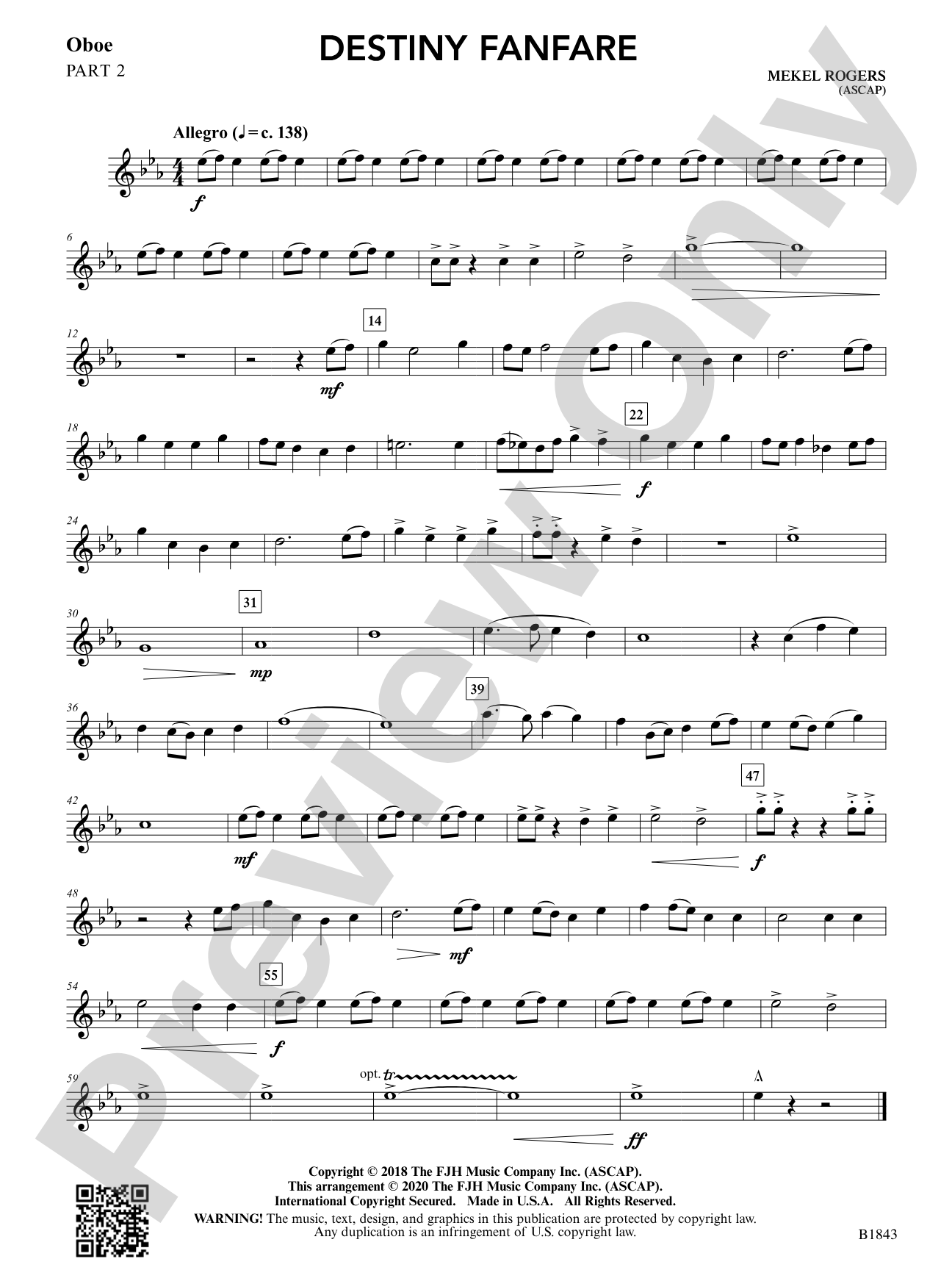 Destiny Fanfare: Oboe 2