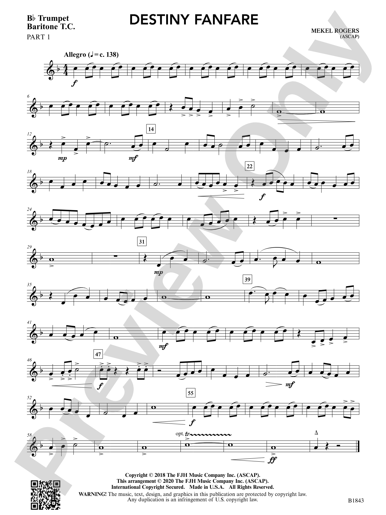 Destiny Fanfare: B-flat Trumpet / Baritone T.C. 1