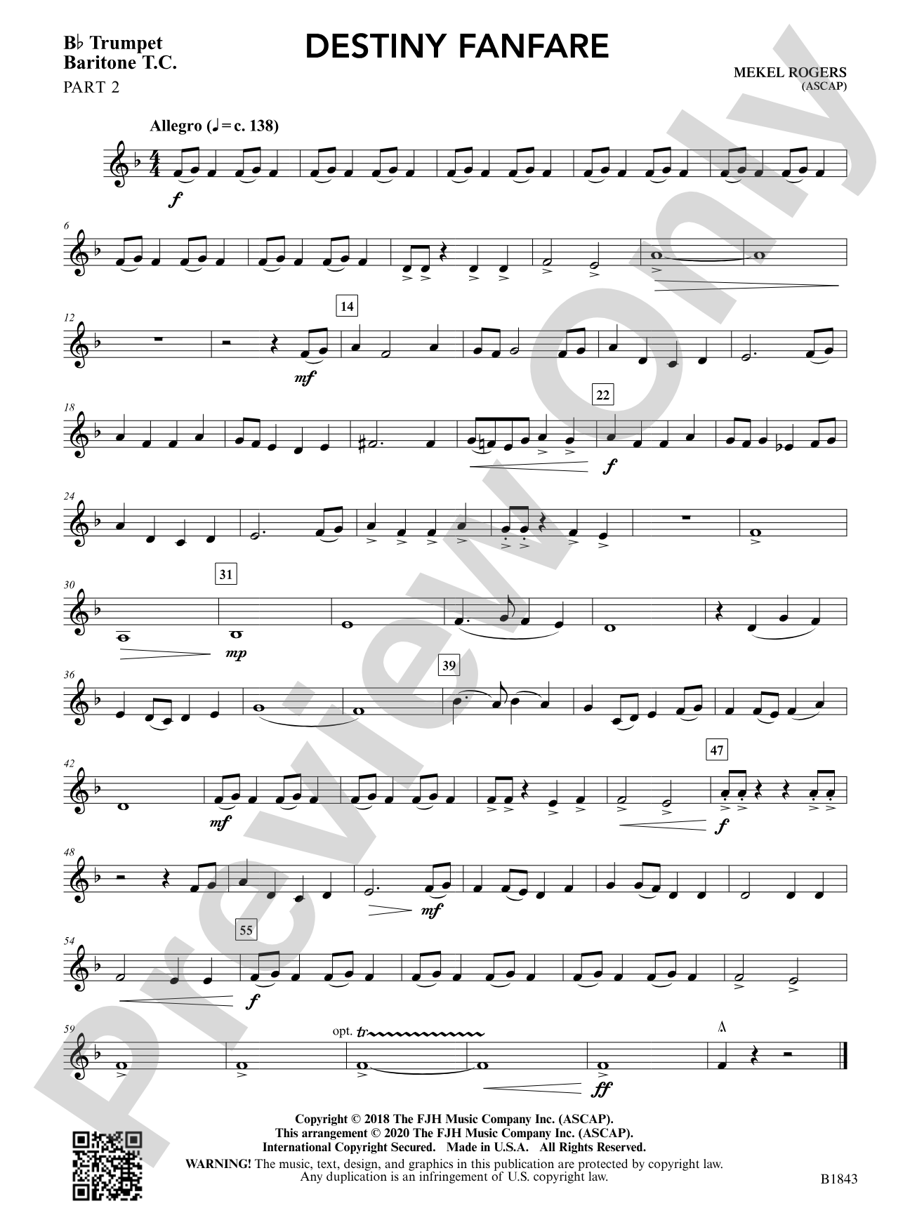 Destiny Fanfare: B-flat Trumpet / Baritone T.C. 2