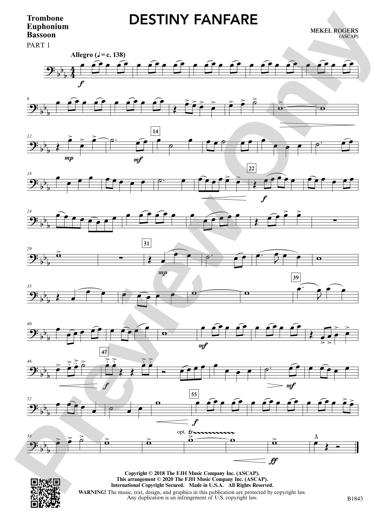 Destiny Fanfare: Trombone / Euphonium / Bassoon 1