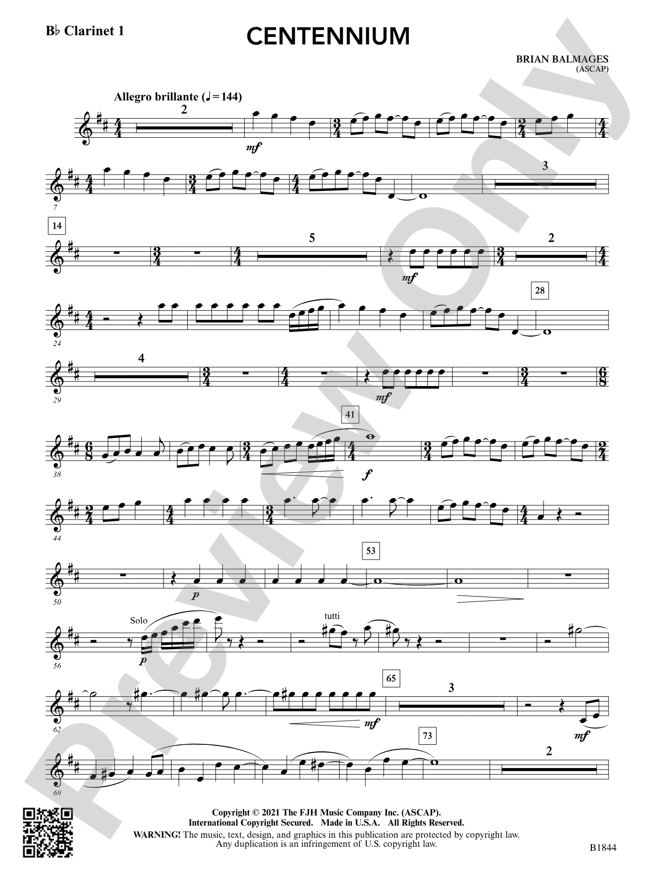 Centennium: B-flat Clarinet 1
