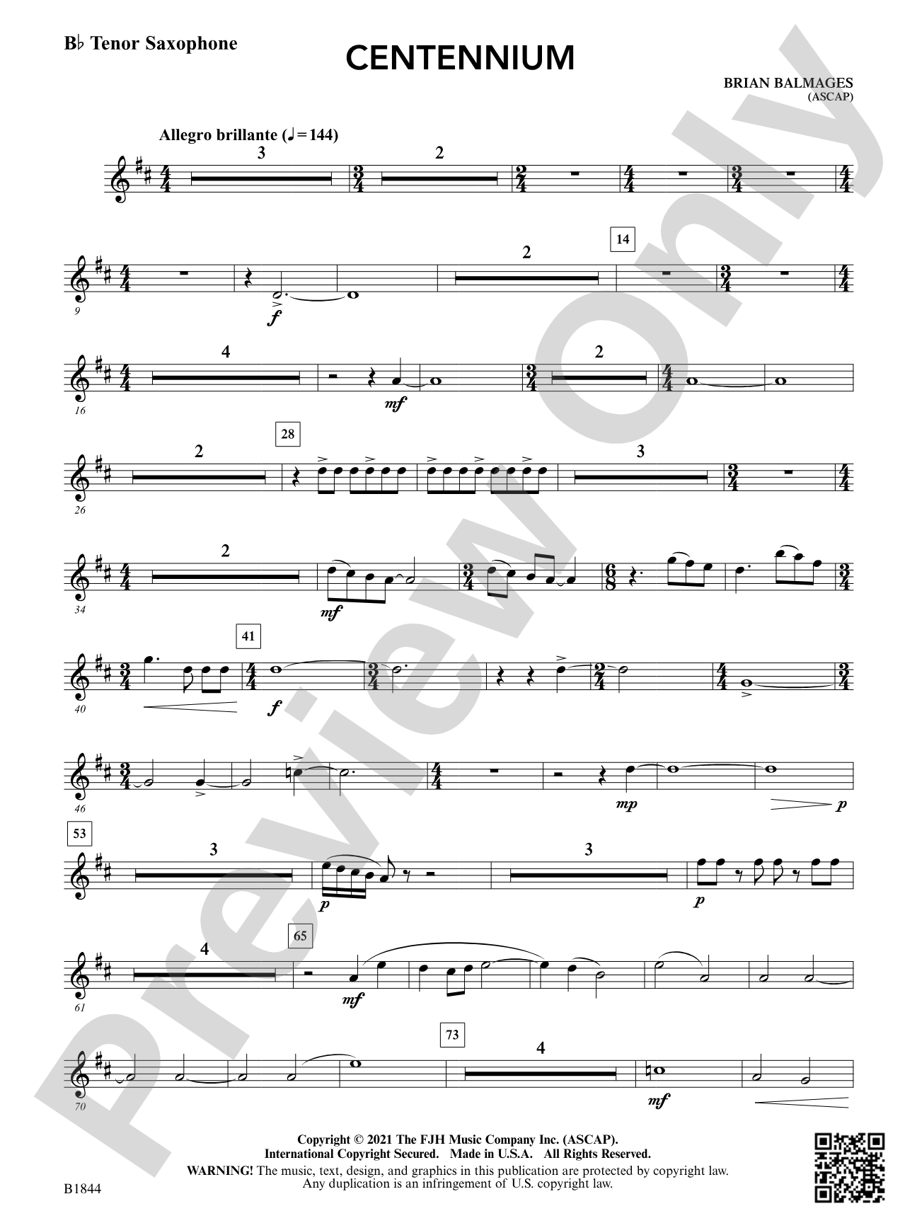 Centennium: B-flat Tenor Saxophone