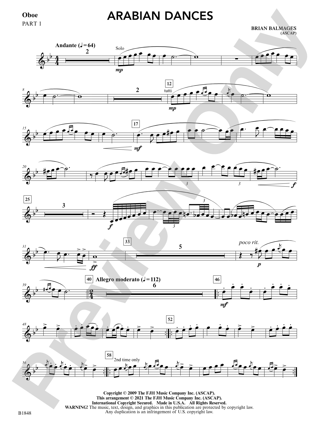Arabian Dances: Part 1 - Oboe