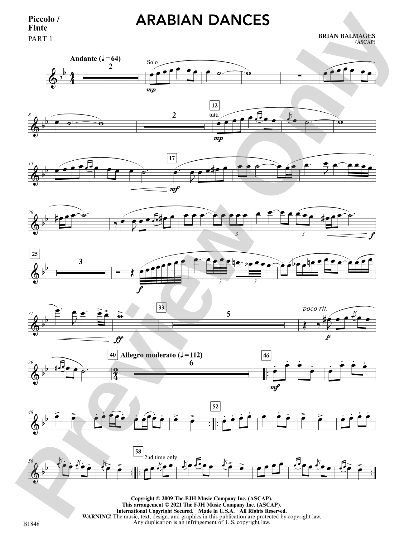 Arabian Dances: Part 1 - Piccolo / Flute