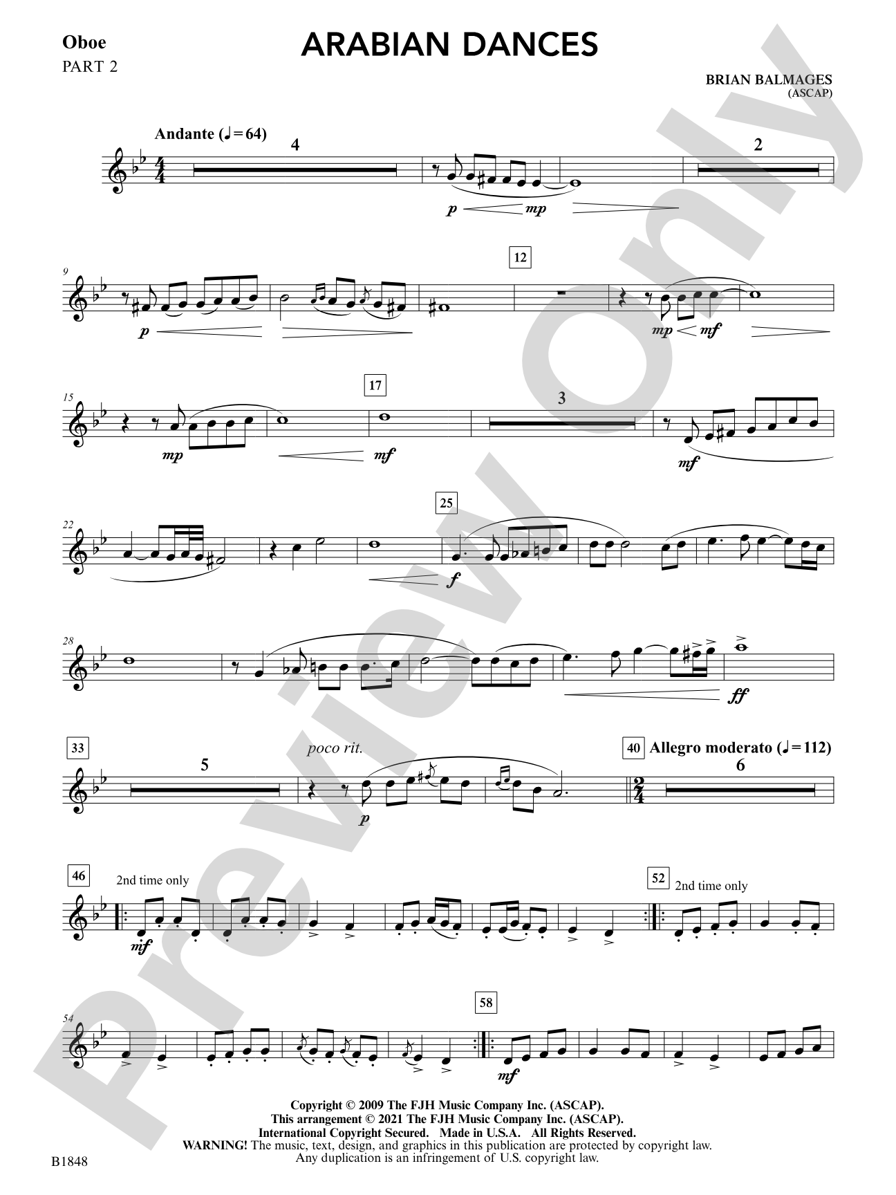 Arabian Dances: Part 2 - Oboe