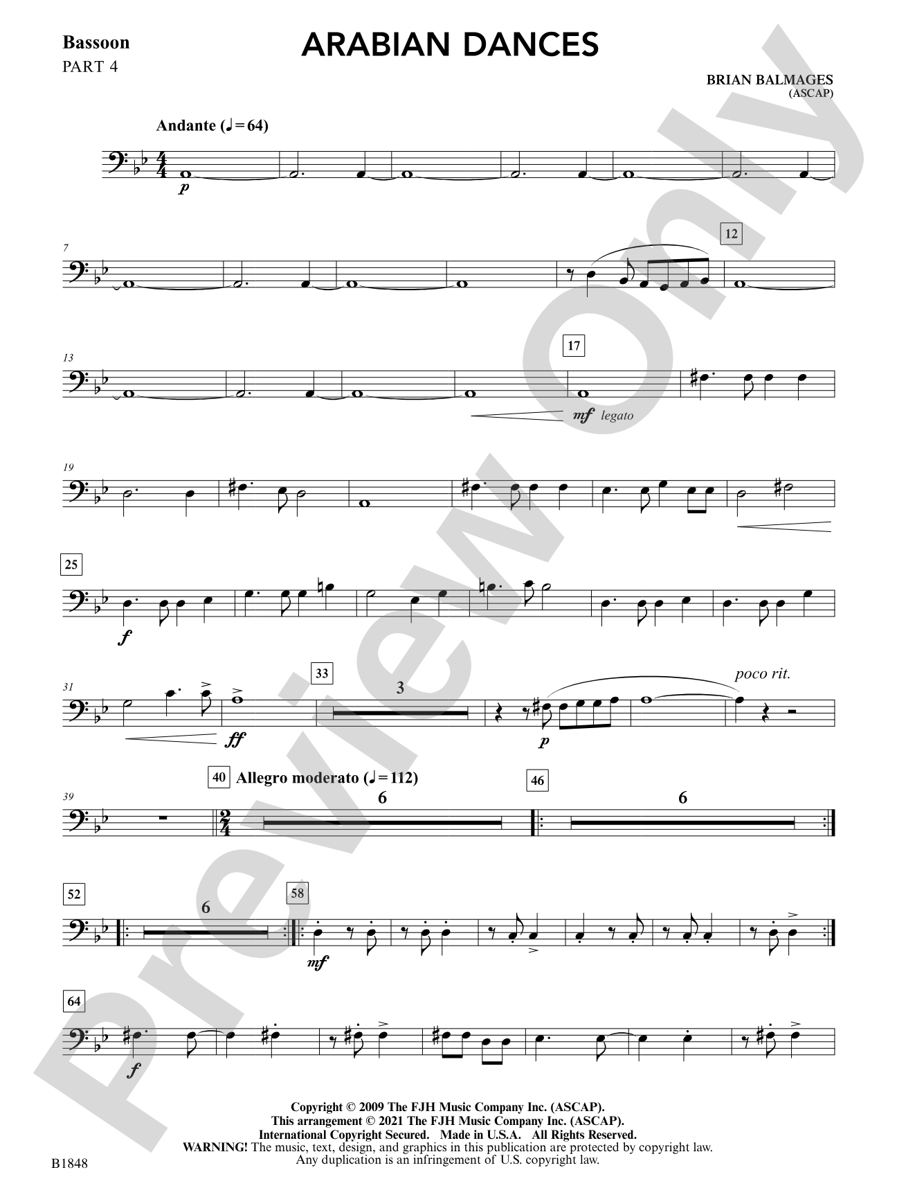 Arabian Dances: Part 4 - Bassoon
