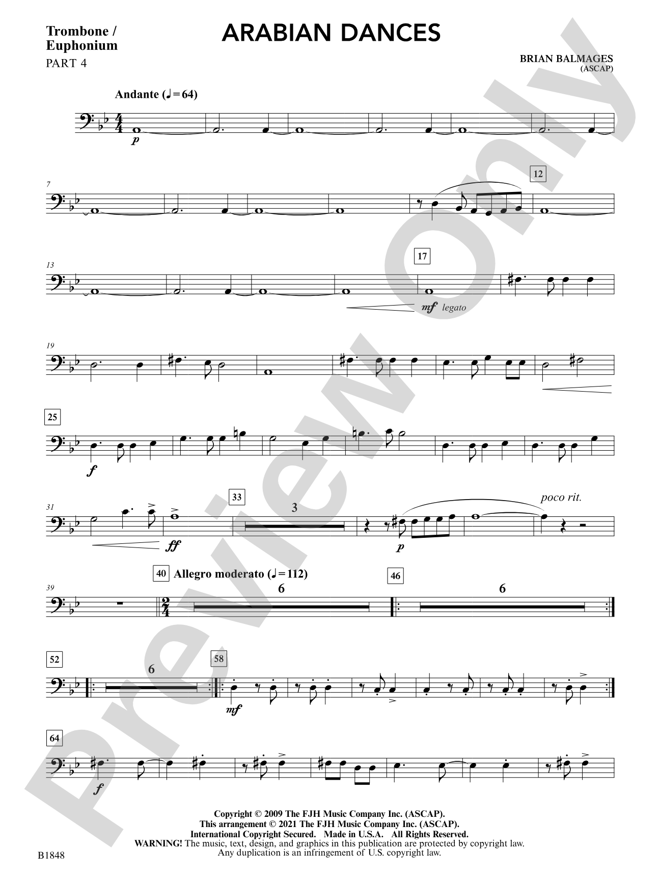 Arabian Dances: Part 4 - Trombone / Euphonium