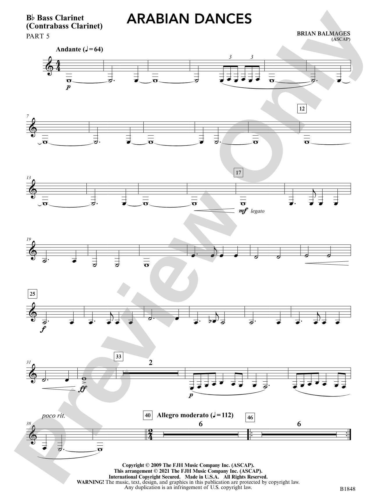 Arabian Dances: Part 5 - B-flat Bass Clarinet (Contrabass Clarinet)