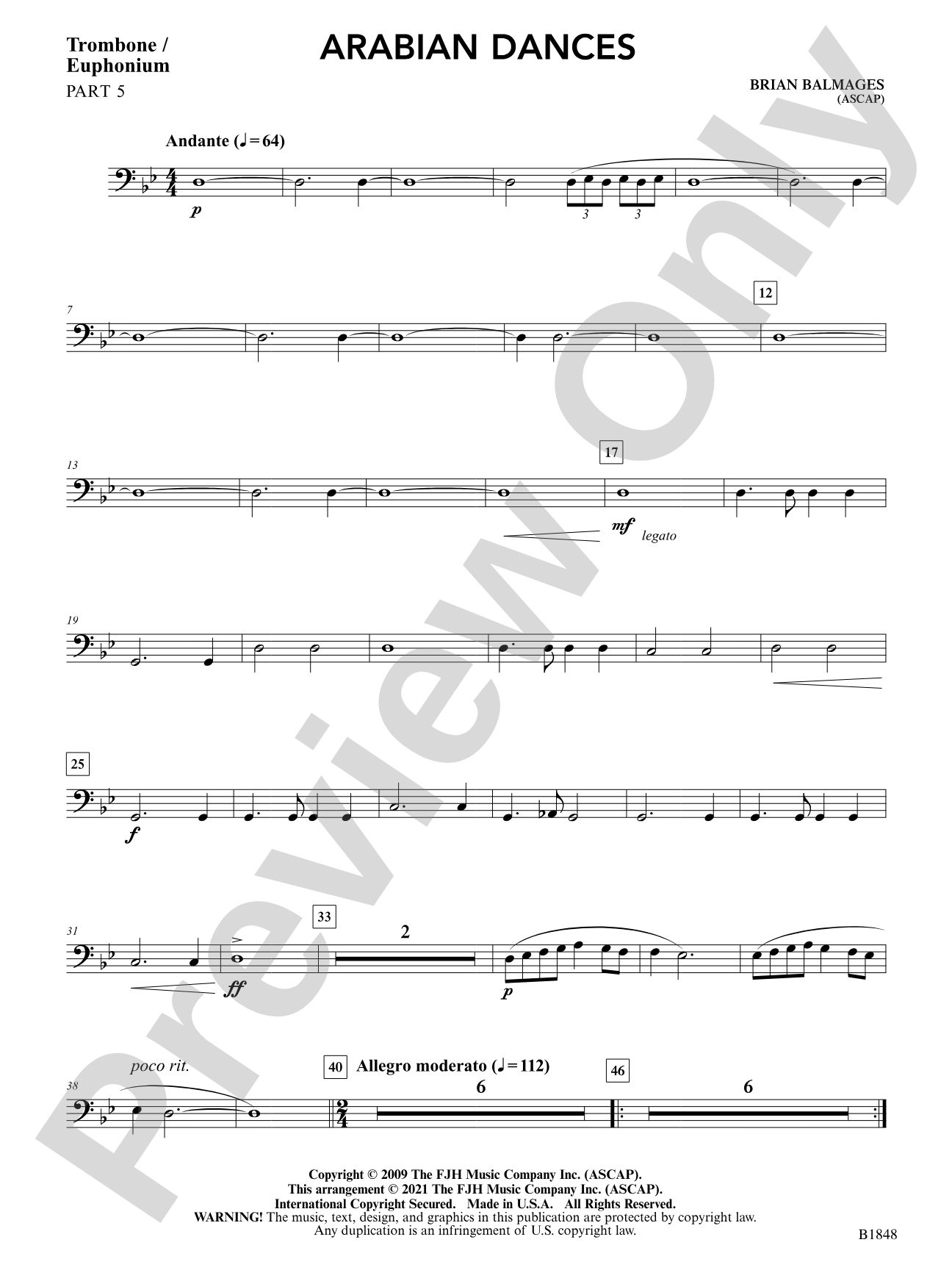 Arabian Dances: Part 5 - Trombone / Euphonium