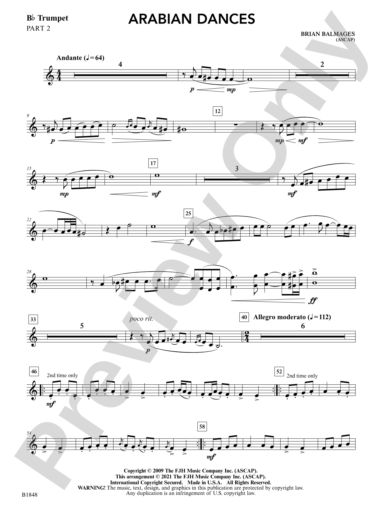 Arabian Dances: Part 2 - B-flat Trumpet