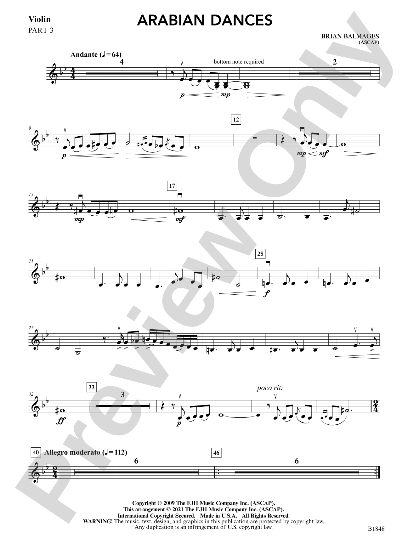 Arabian Dances: Part 3 - Violin
