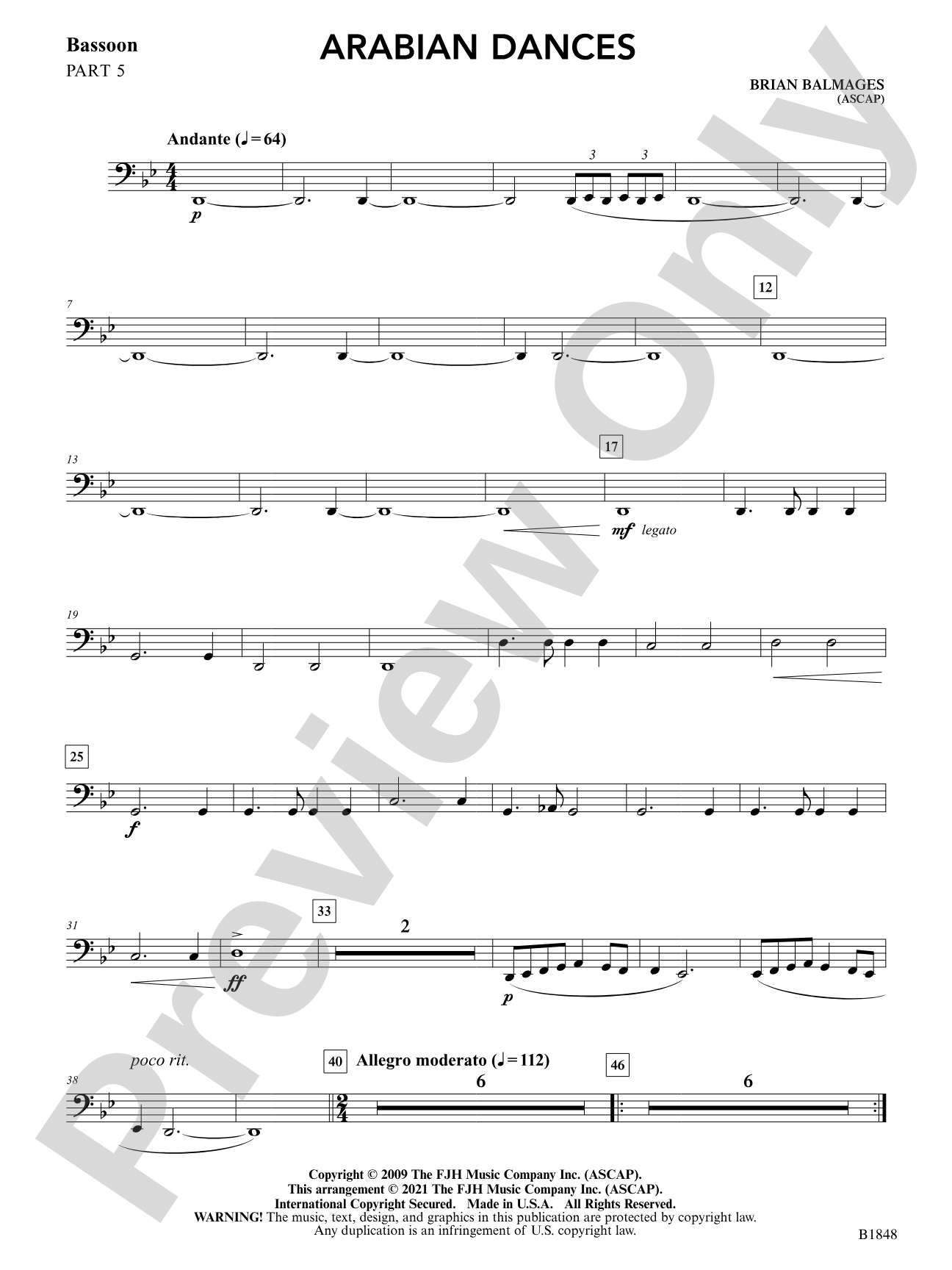 Arabian Dances: Part 5 - Bassoon