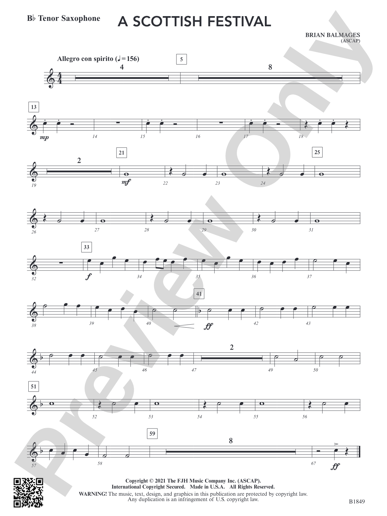 A Scottish Festival: B-flat Tenor Saxophone