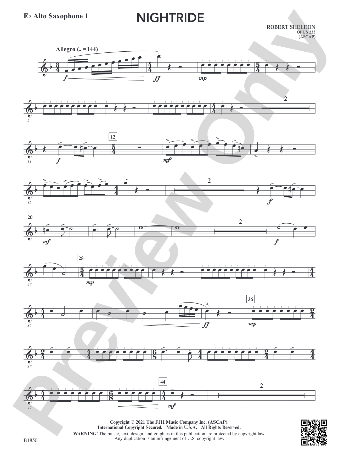 Nightride: E-flat Alto Saxophone 1
