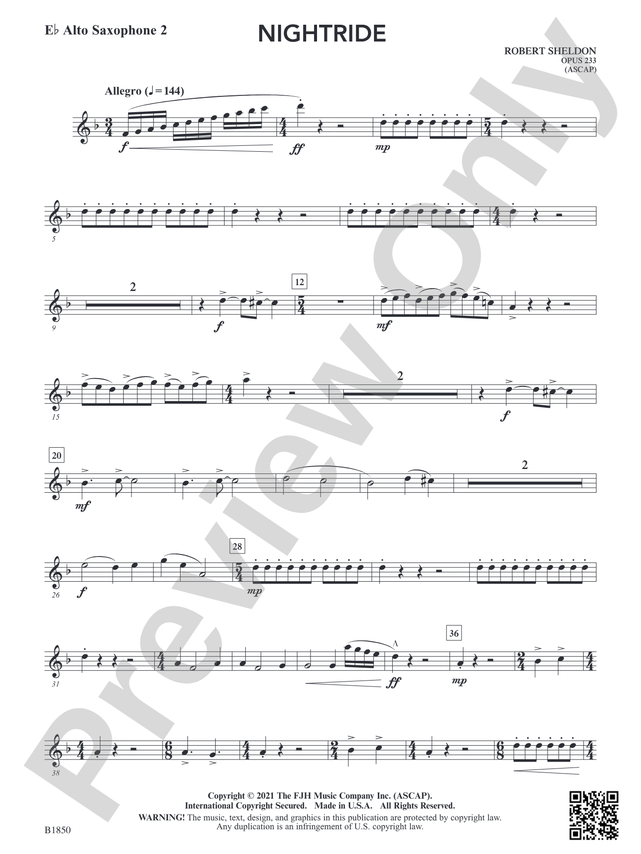Nightride: E-flat Alto Saxophone 2