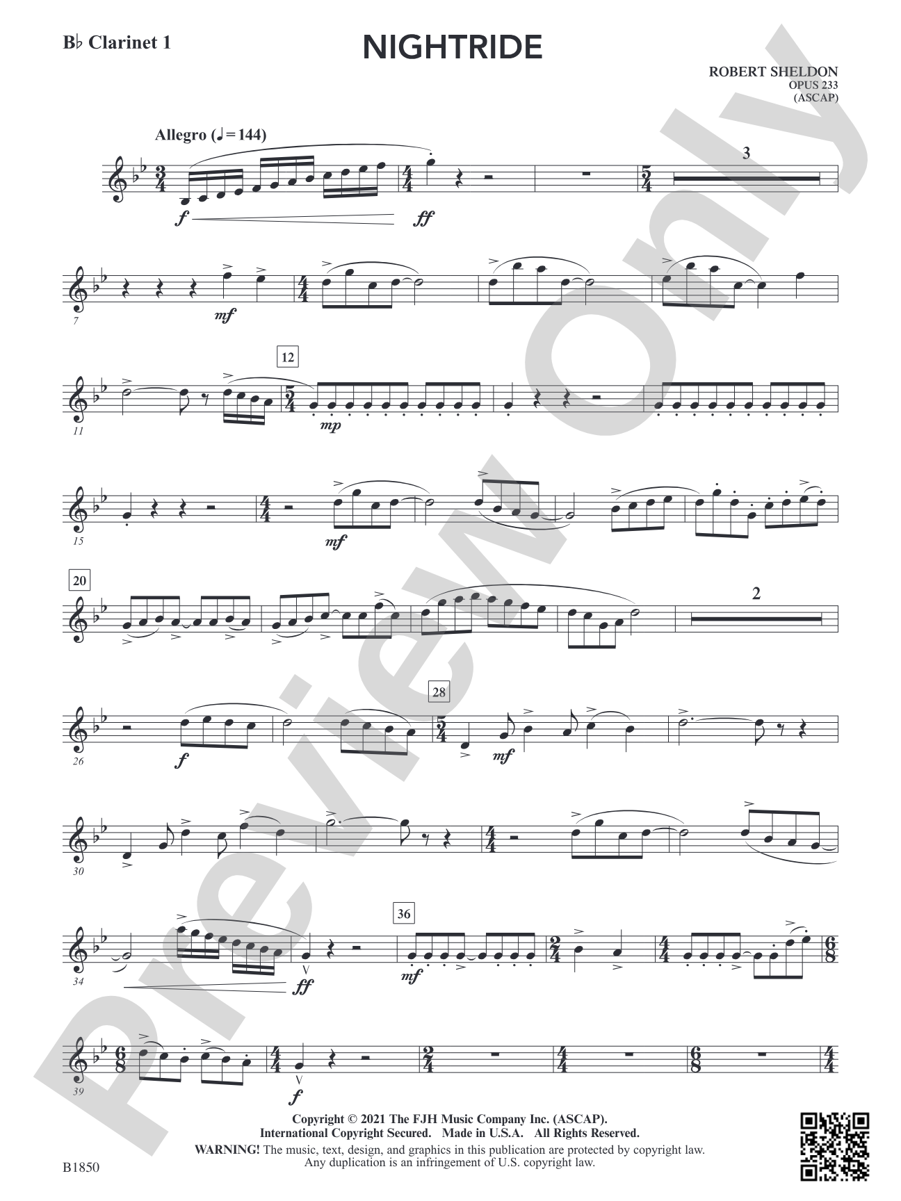 Nightride: B-flat Clarinet 1