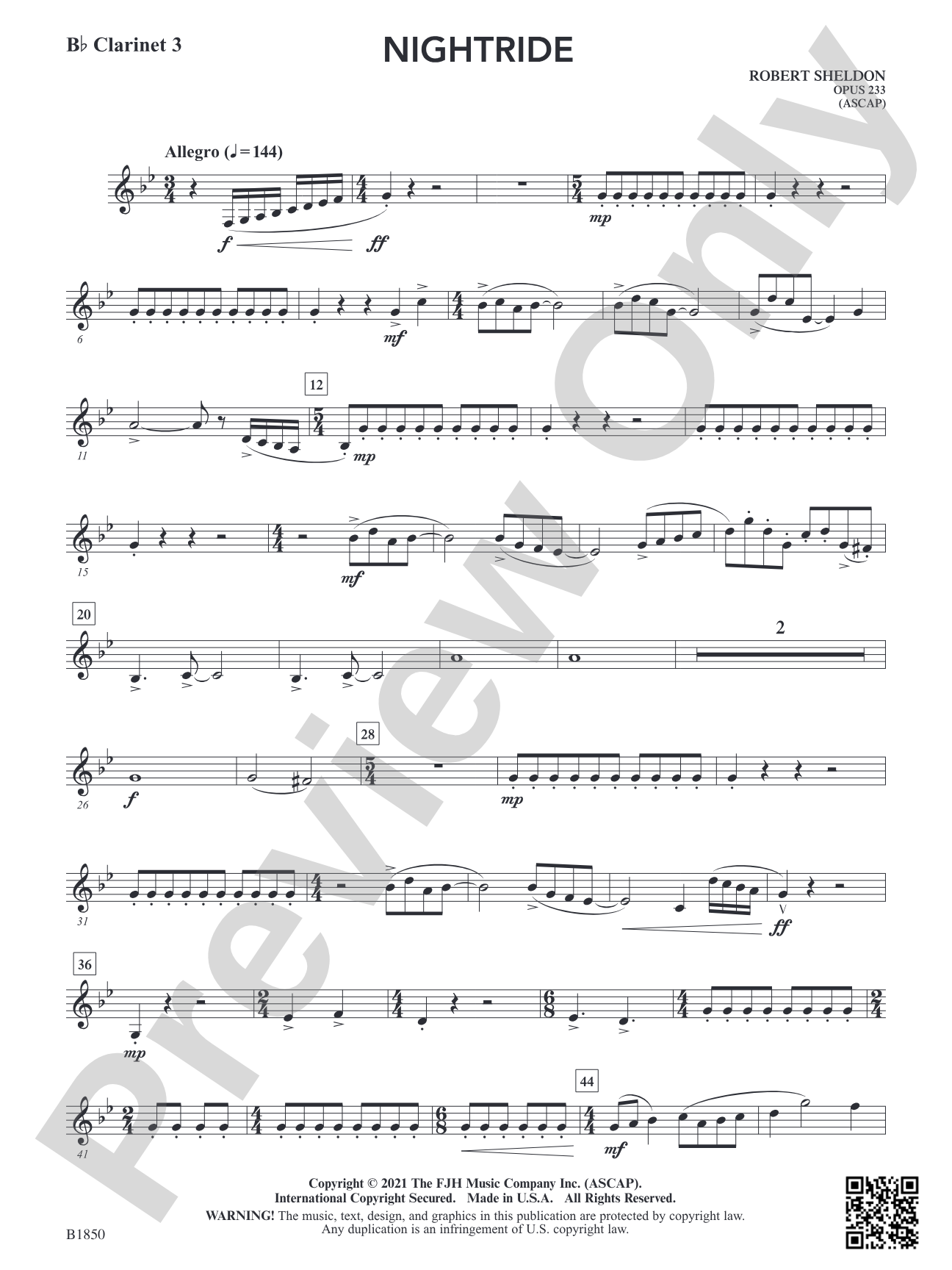 Nightride: B-flat Clarinet 3