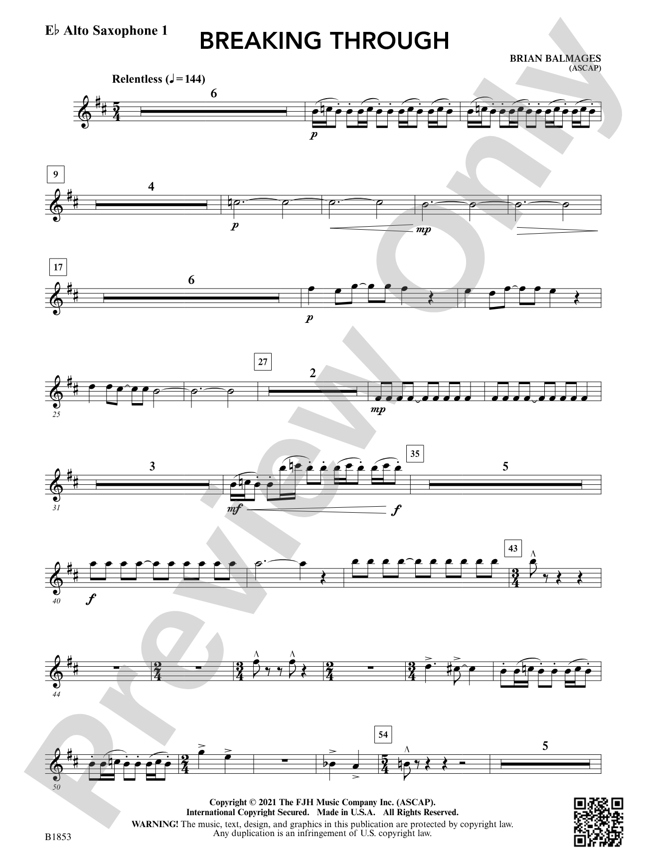 Breaking Through: E-flat Alto Saxophone 1