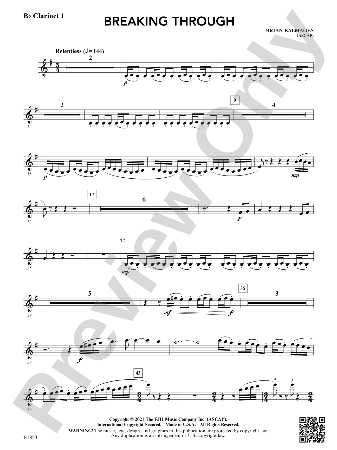 Breaking Through: B-flat Clarinet 1