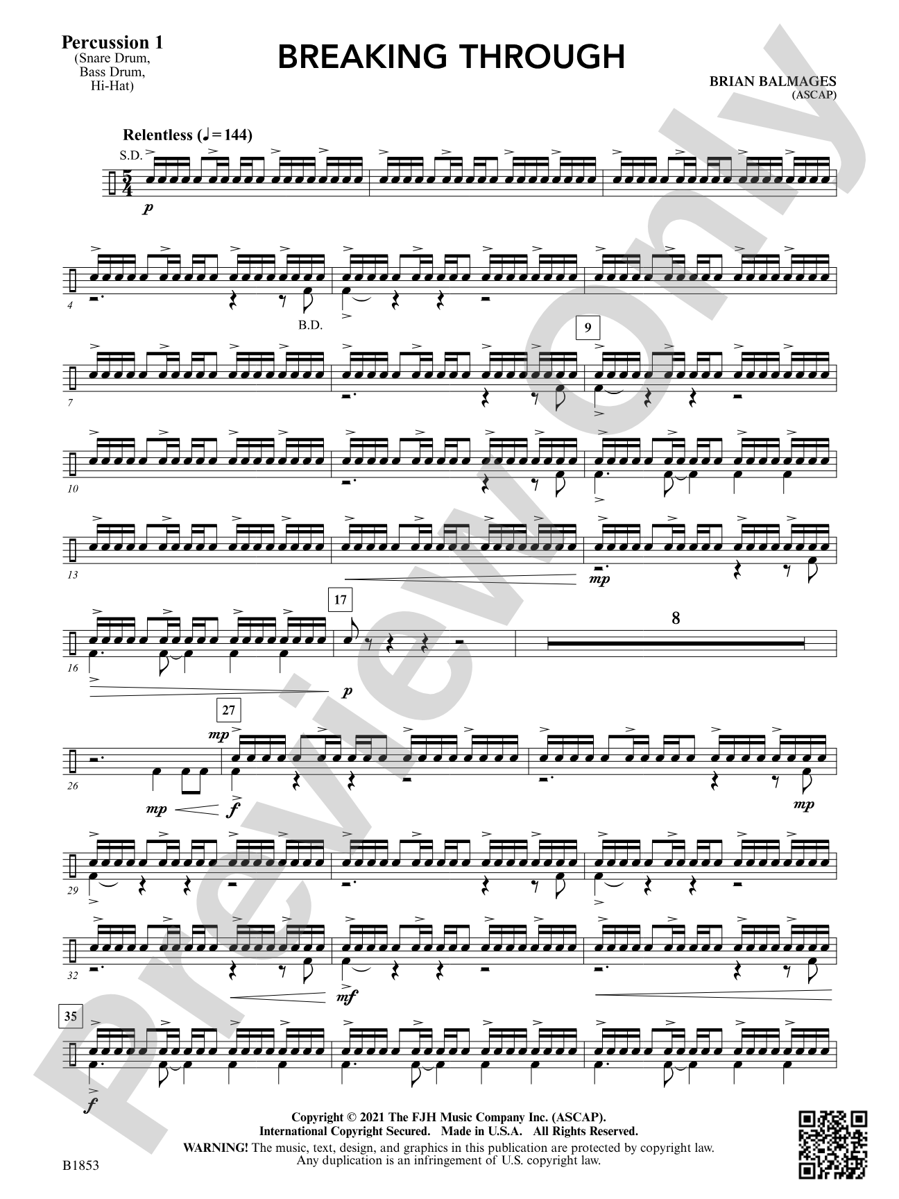 Breaking Through: Percussion 1