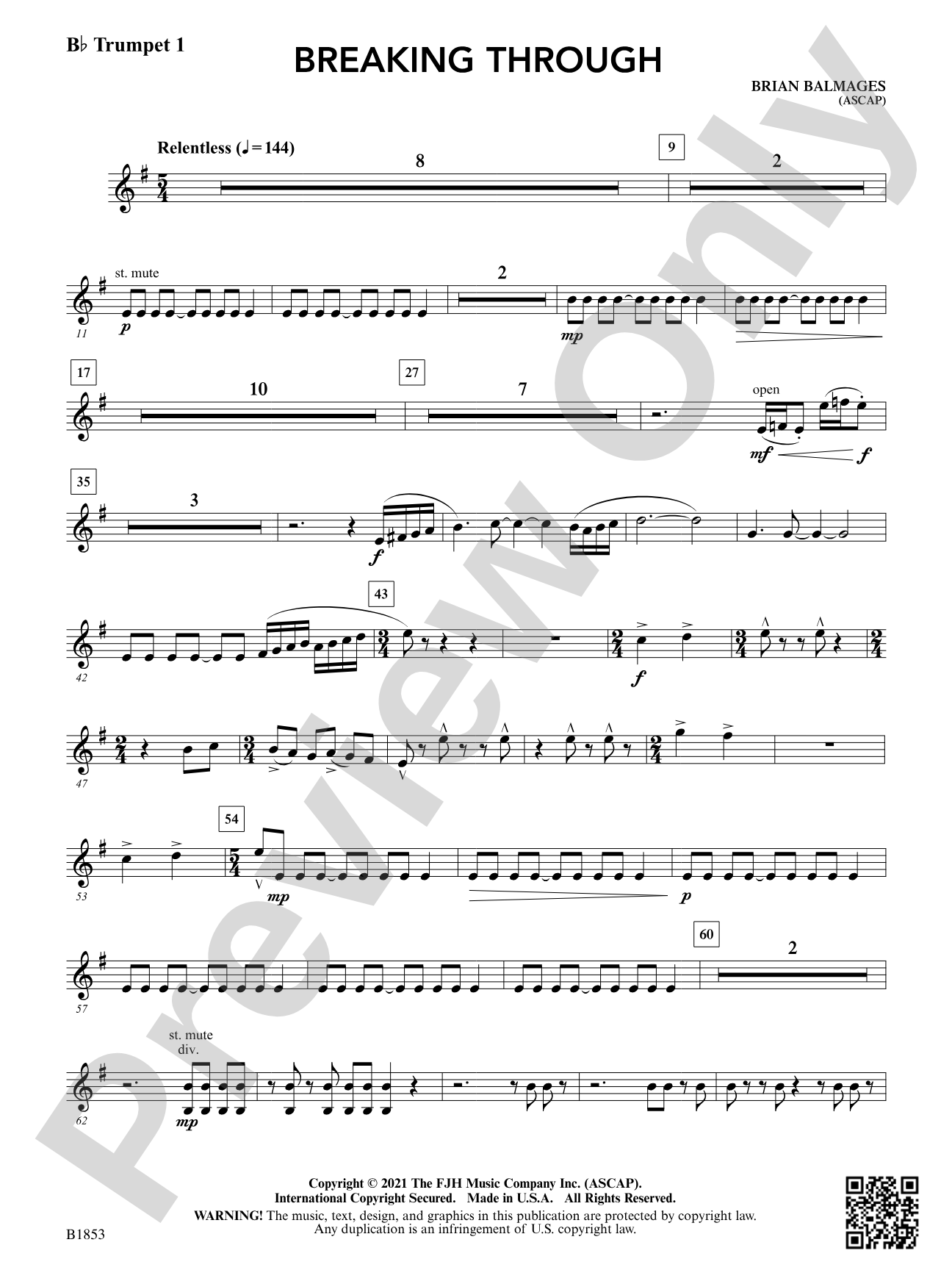 Breaking Through: B-flat Trumpet 1