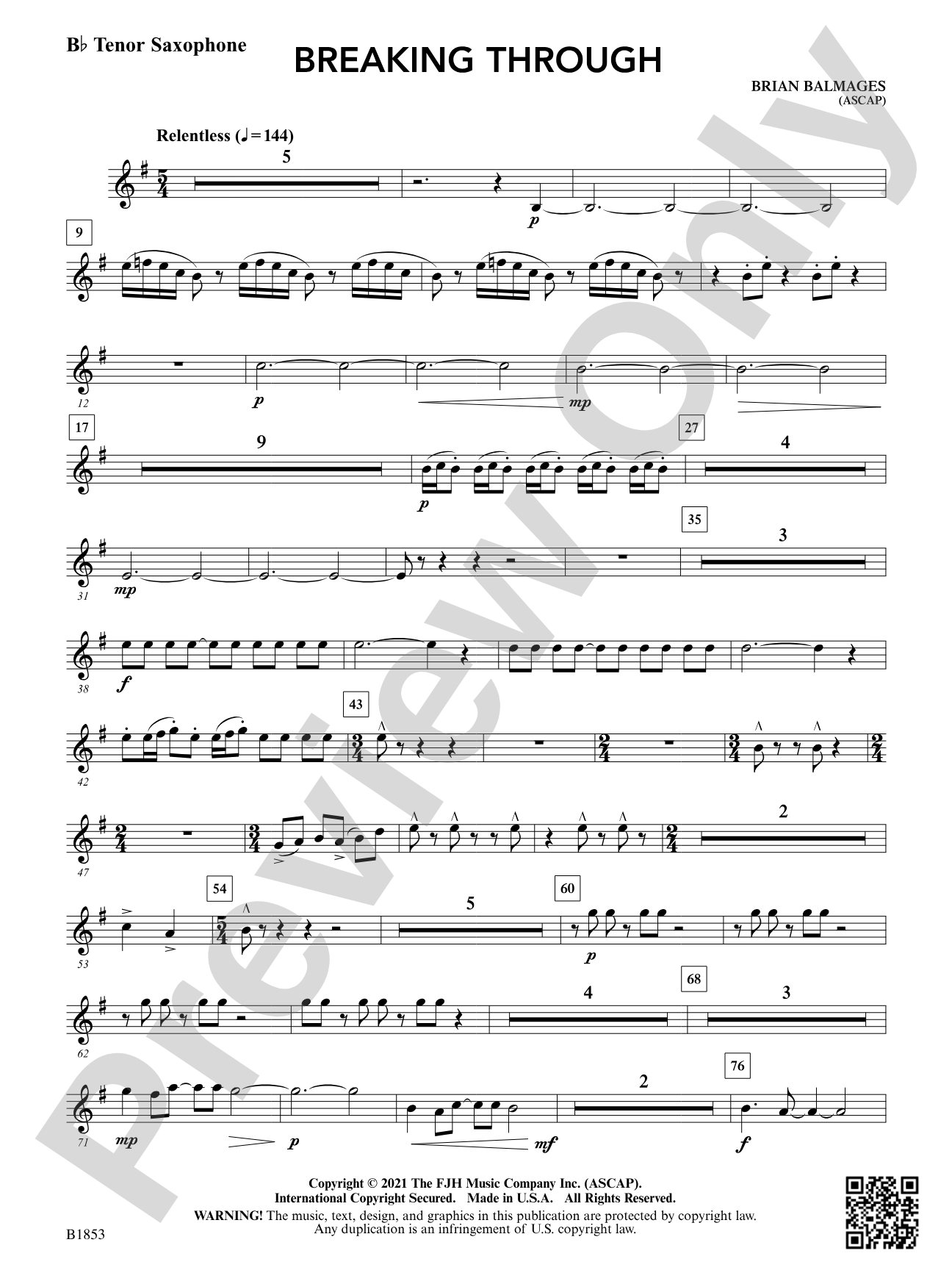 Breaking Through: B-flat Tenor Saxophone