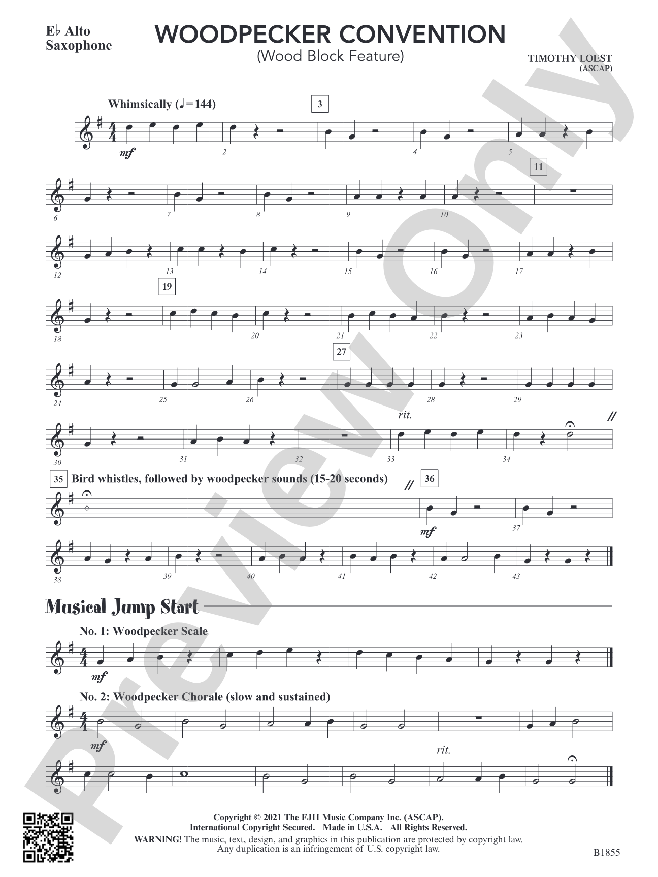 Woodpecker Convention (Wood Block Feature): E-flat Alto Saxophone